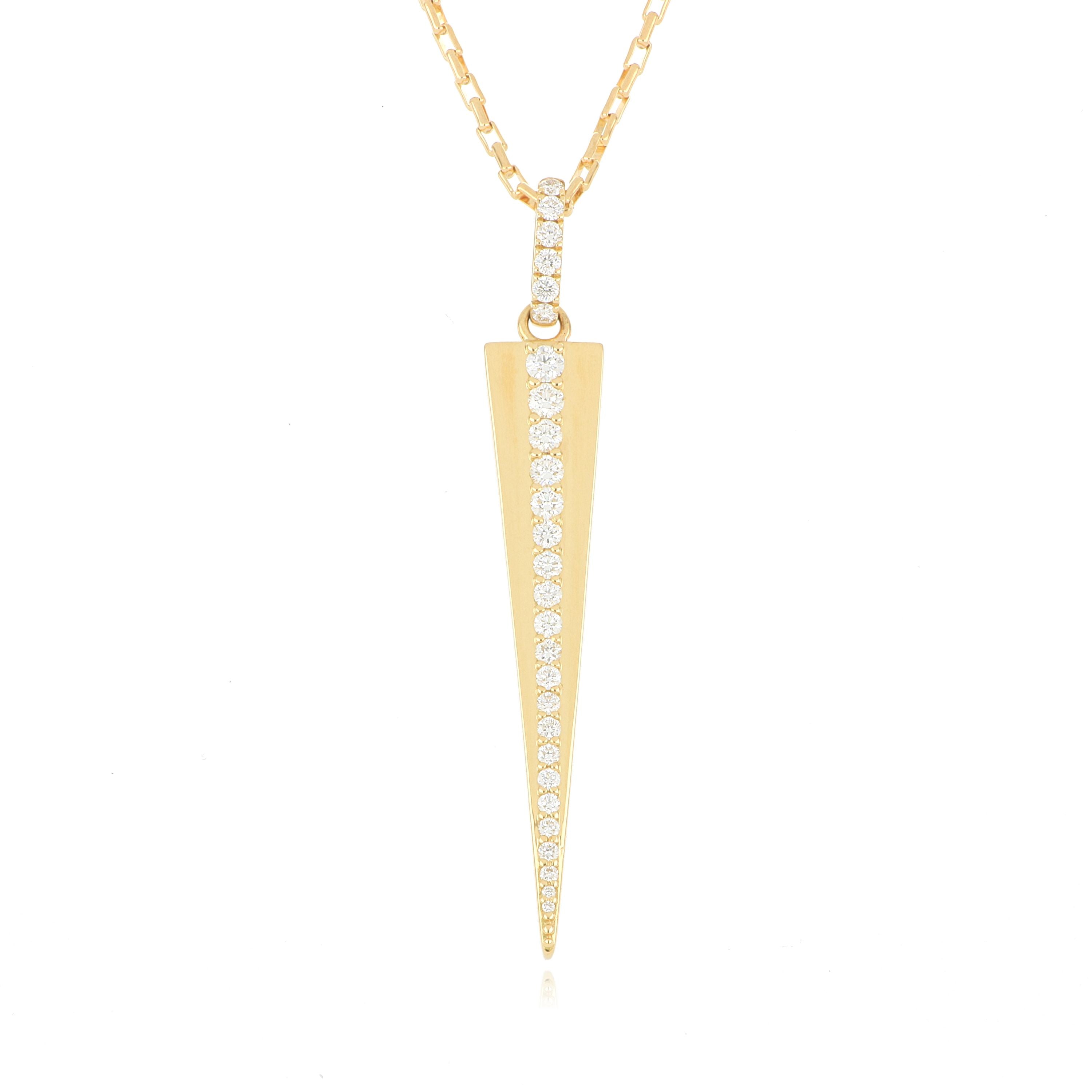 18k Yellow Gold Diamond Triangle Necklace