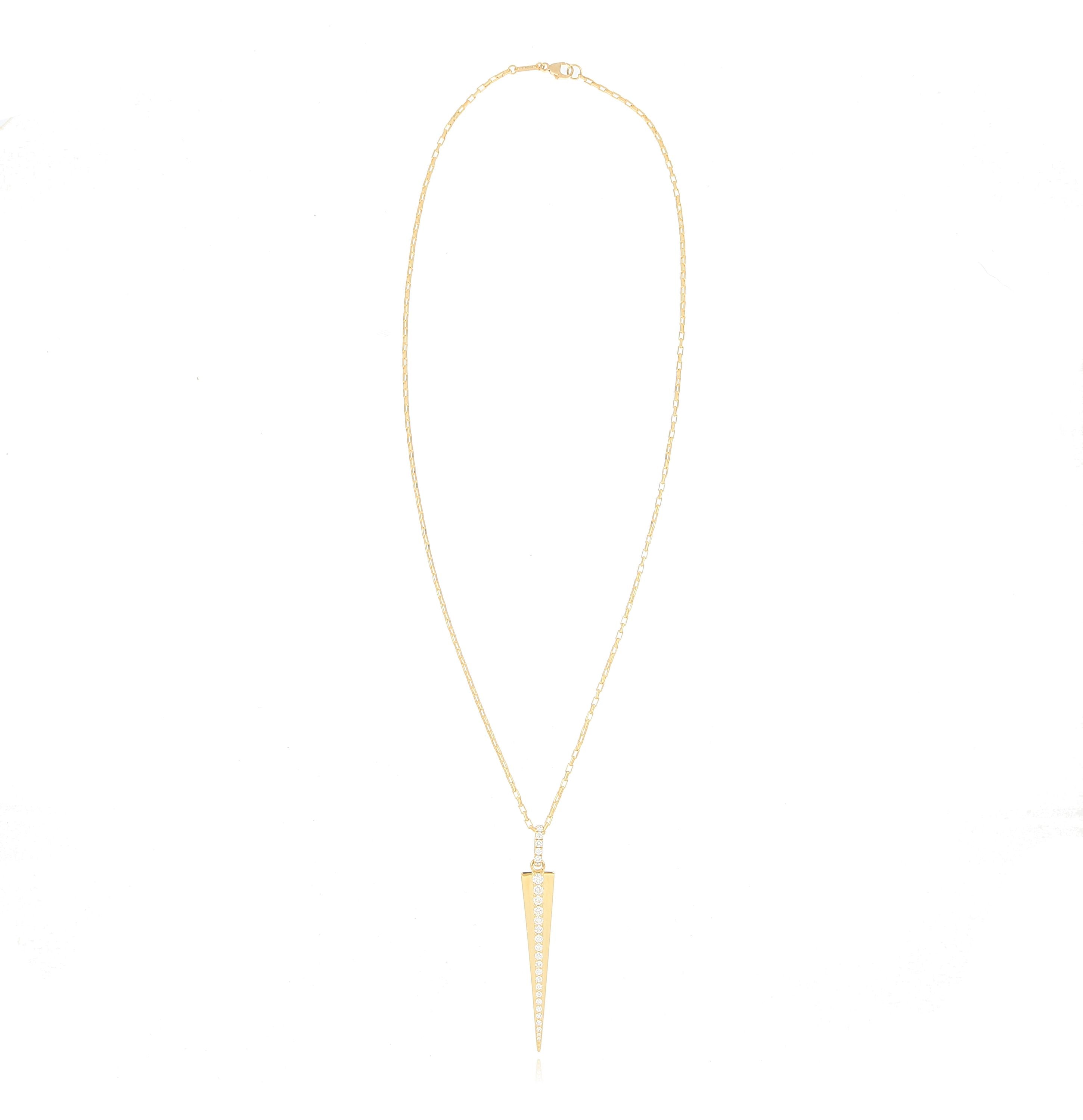 18k Yellow Gold Diamond Triangle Necklace