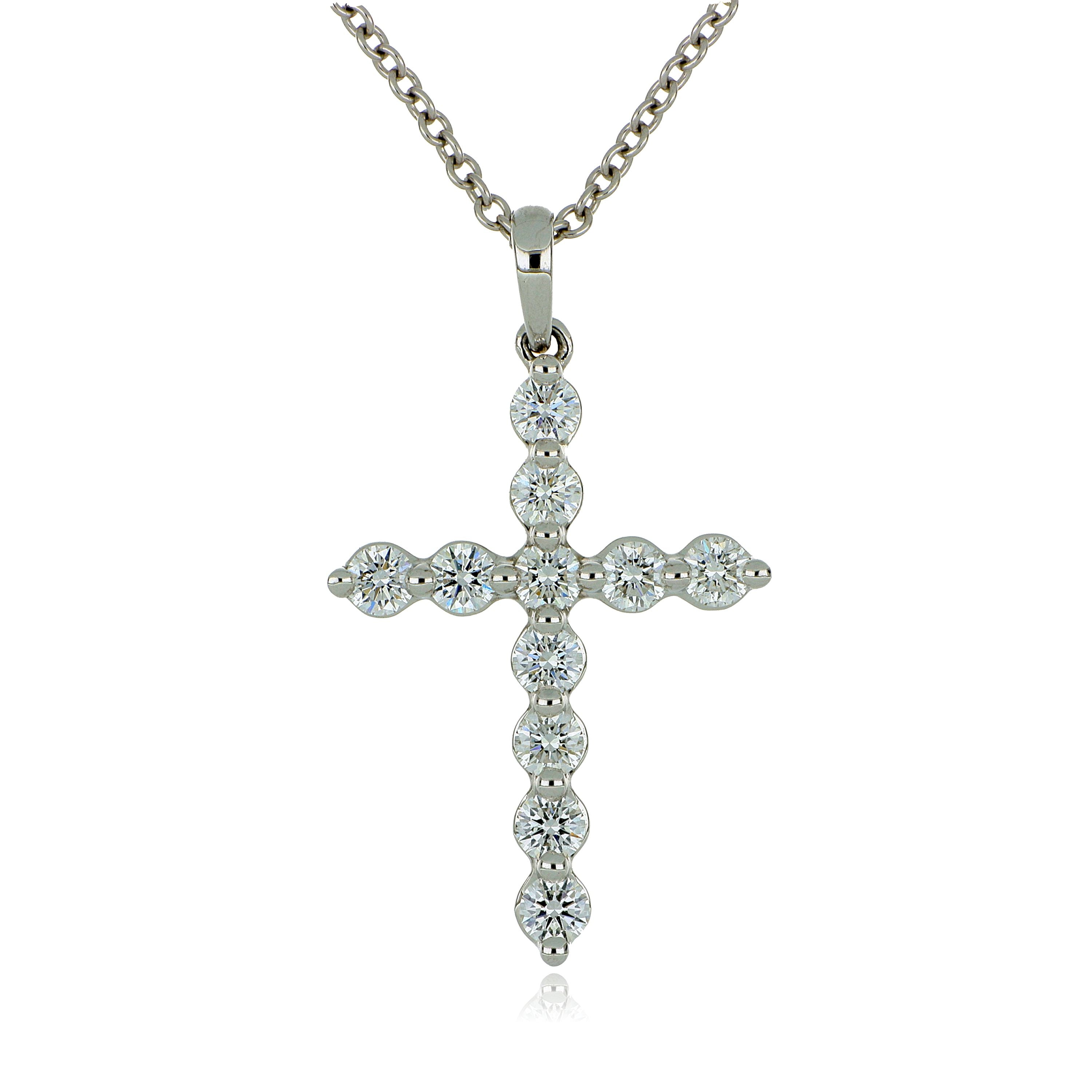 18k White Gold Diamond Cross Pendant