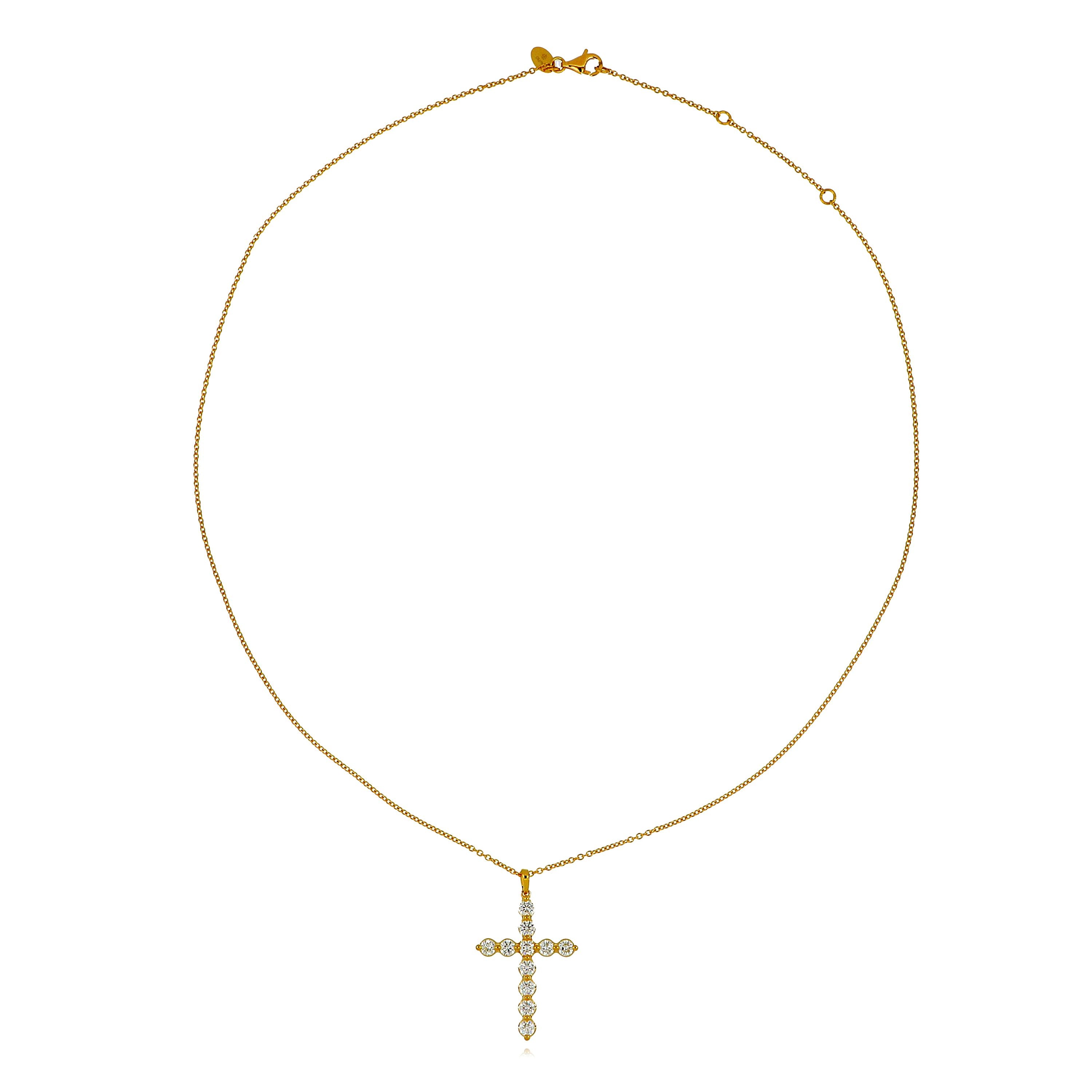 18k Yellow Gold Diamond Cross Pendant