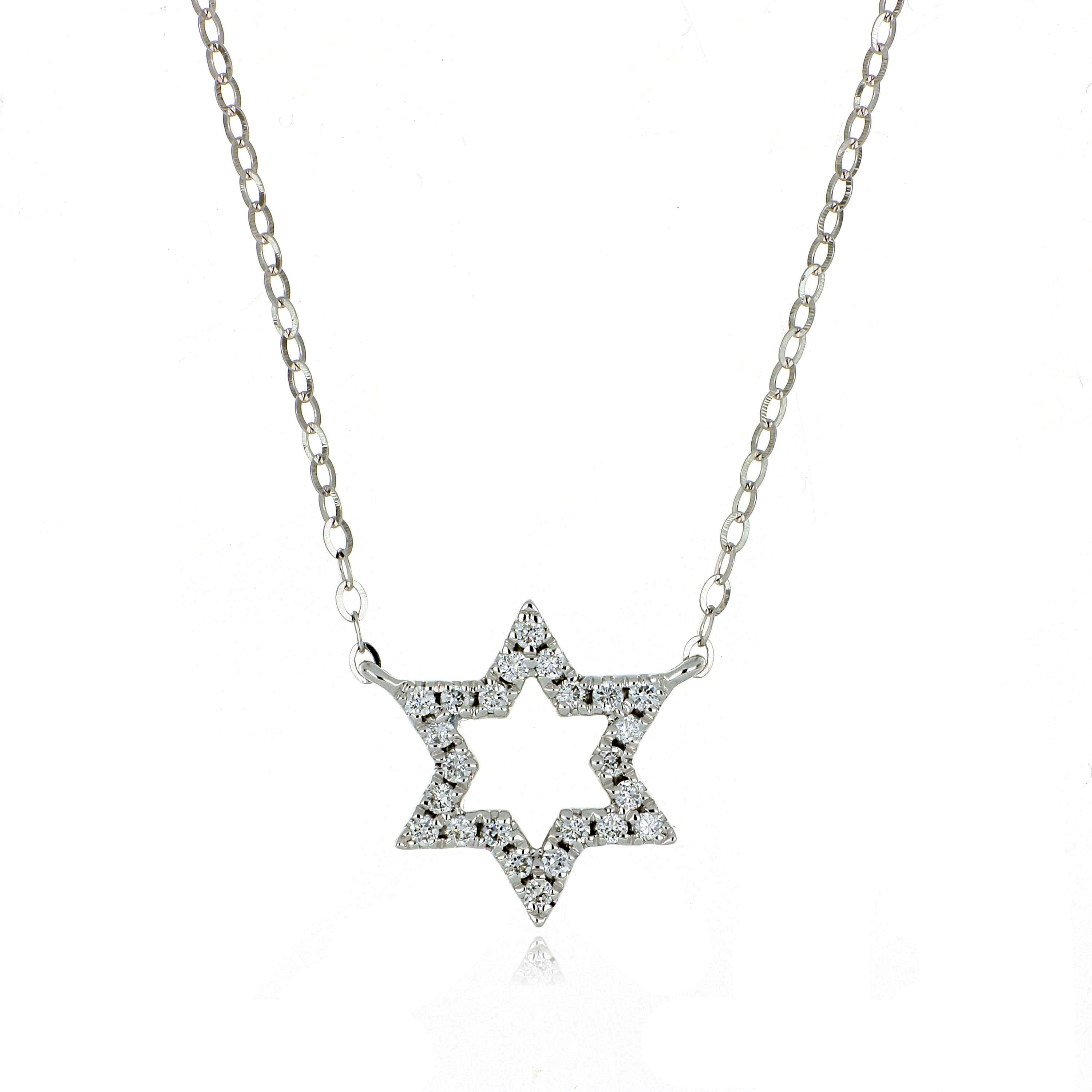 18k White Gold Diamond Star Necklace