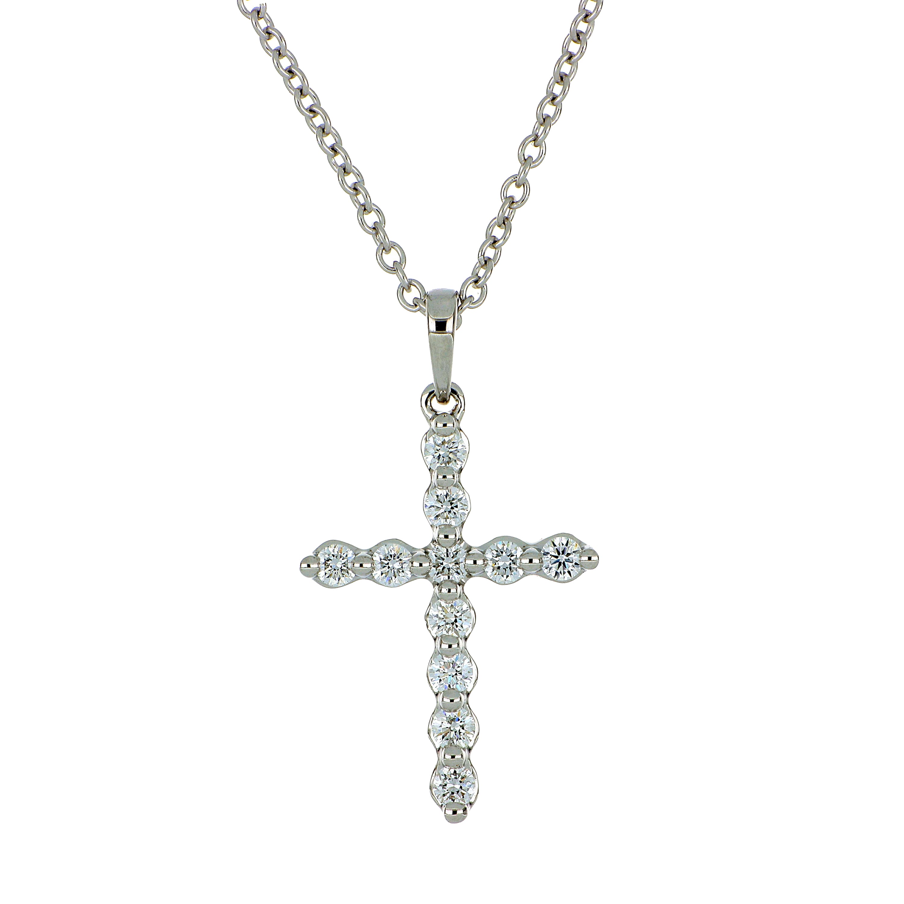 18k White Gold Diamond Cross Necklace