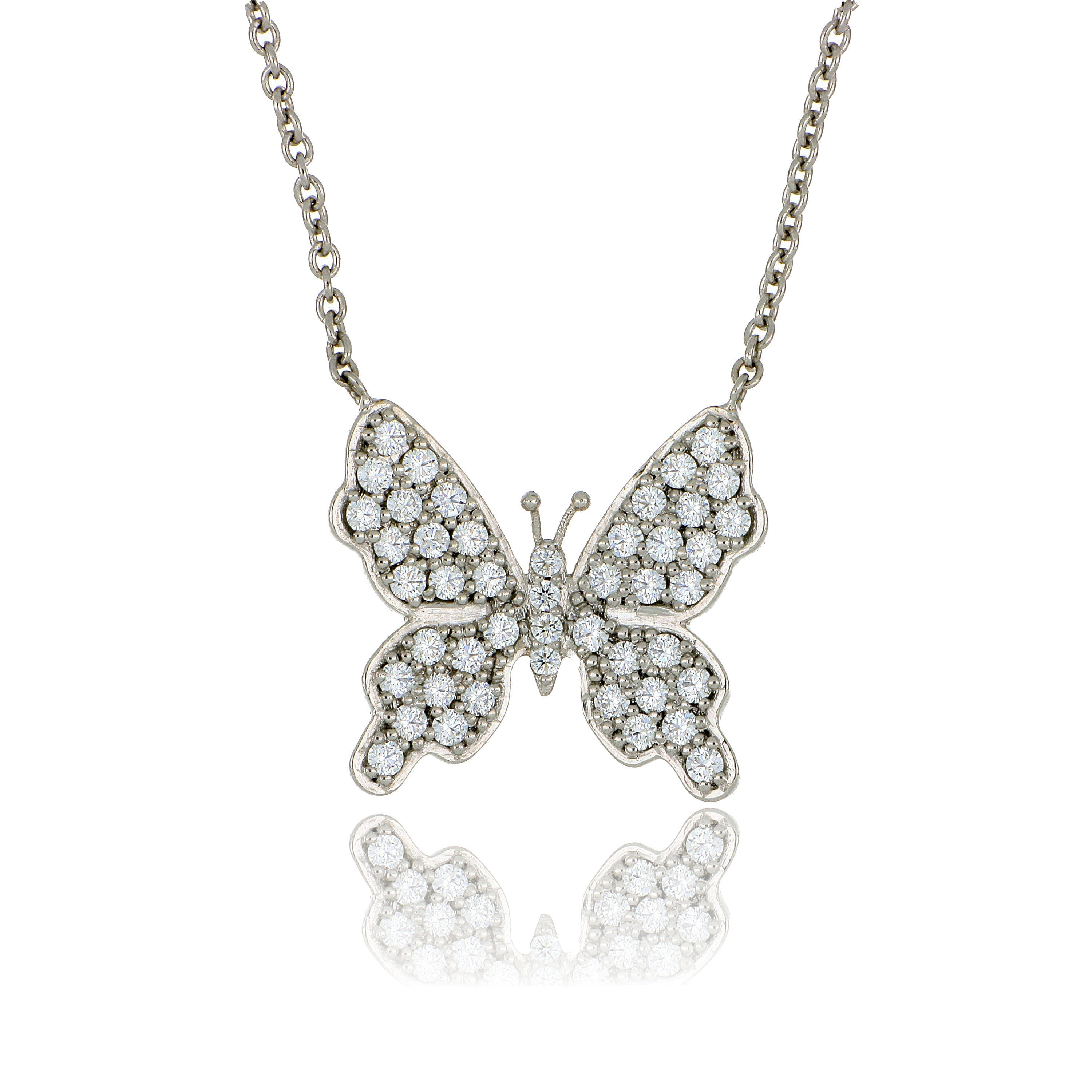 Platinum Diamond Butterfly Necklace - Charles Koll Jewelers