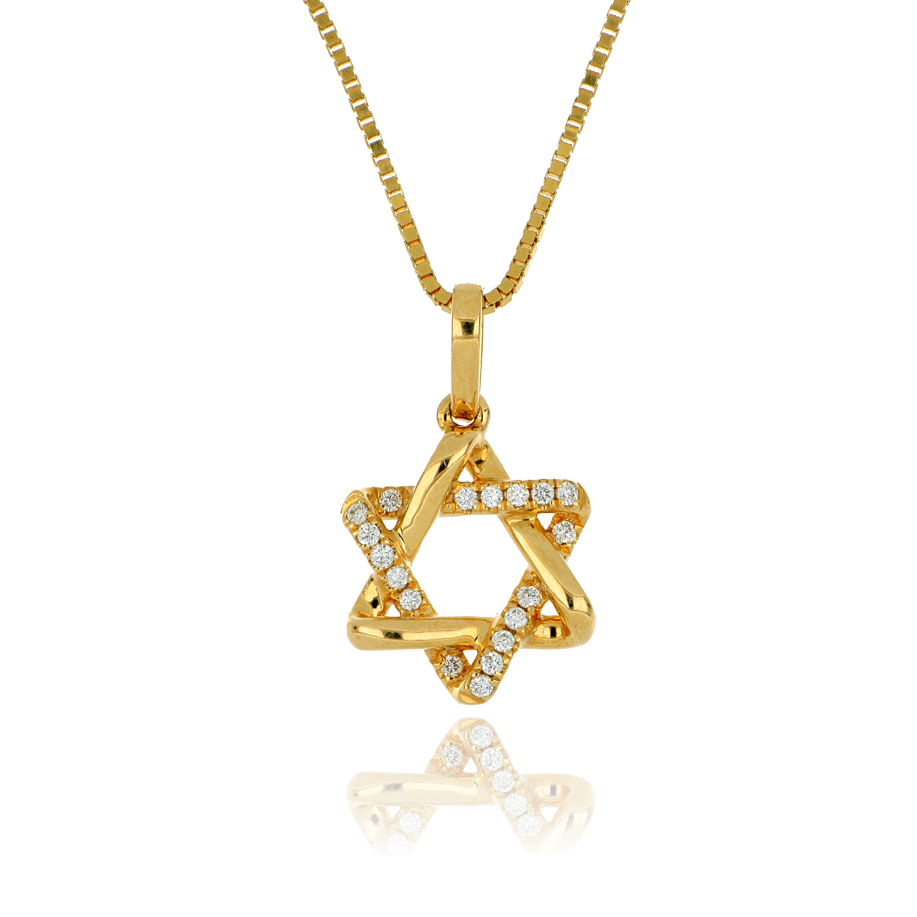 18k Yellow Gold Diamond Accented Star of David Pendant - Charles Koll Jewelers
