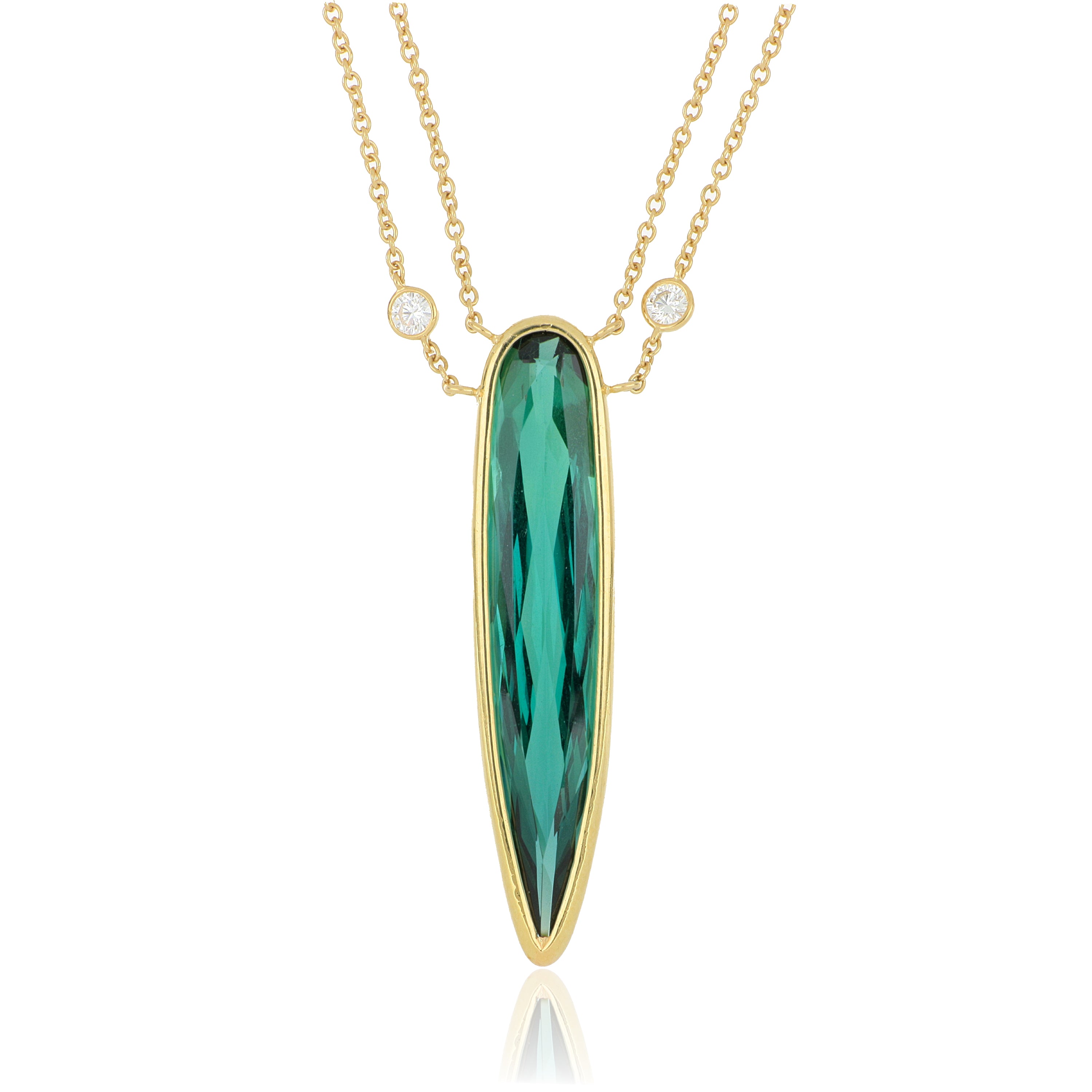 18k Yellow Gold Tourmaline and Diamond Necklace