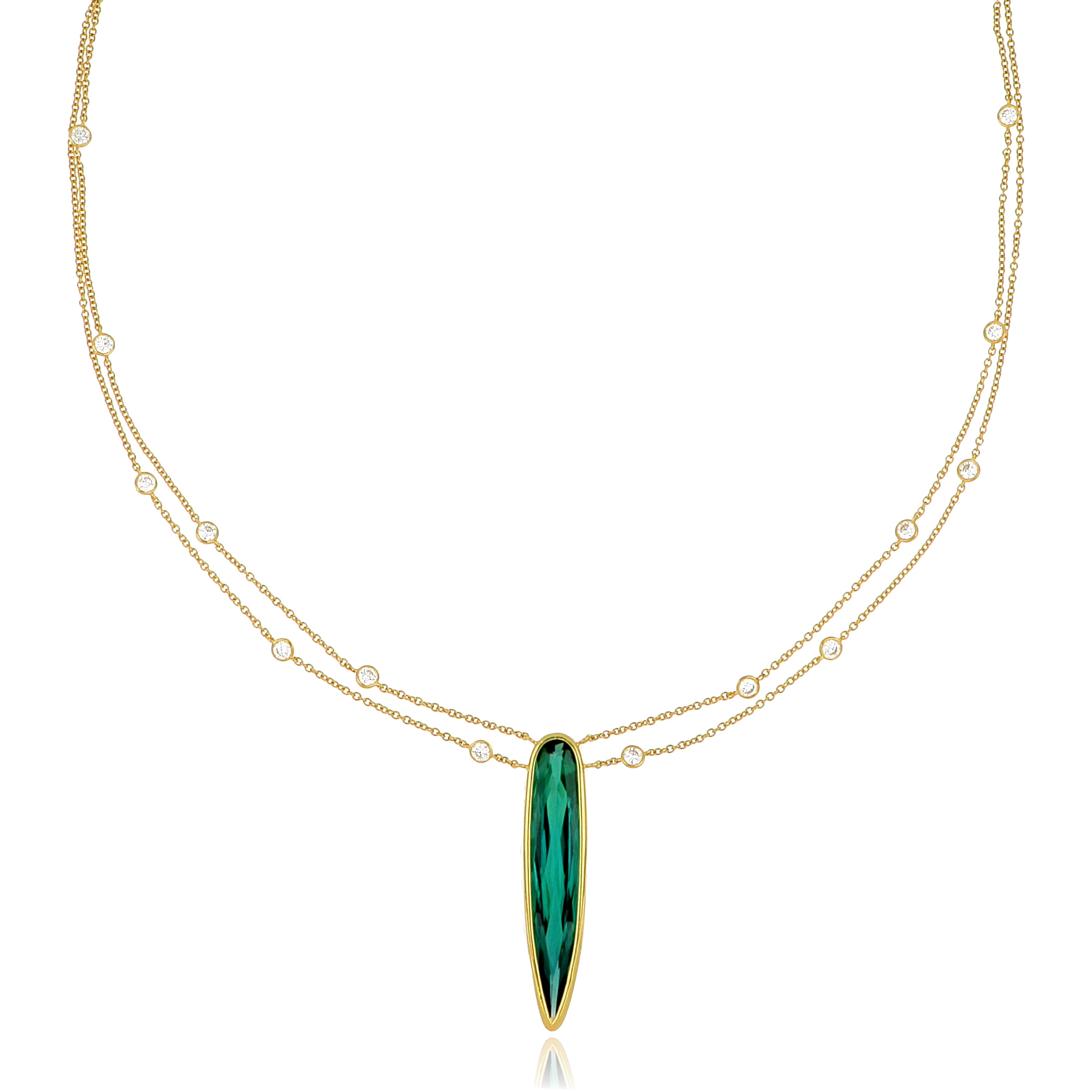 18k Yellow Gold Tourmaline and Diamond Necklace