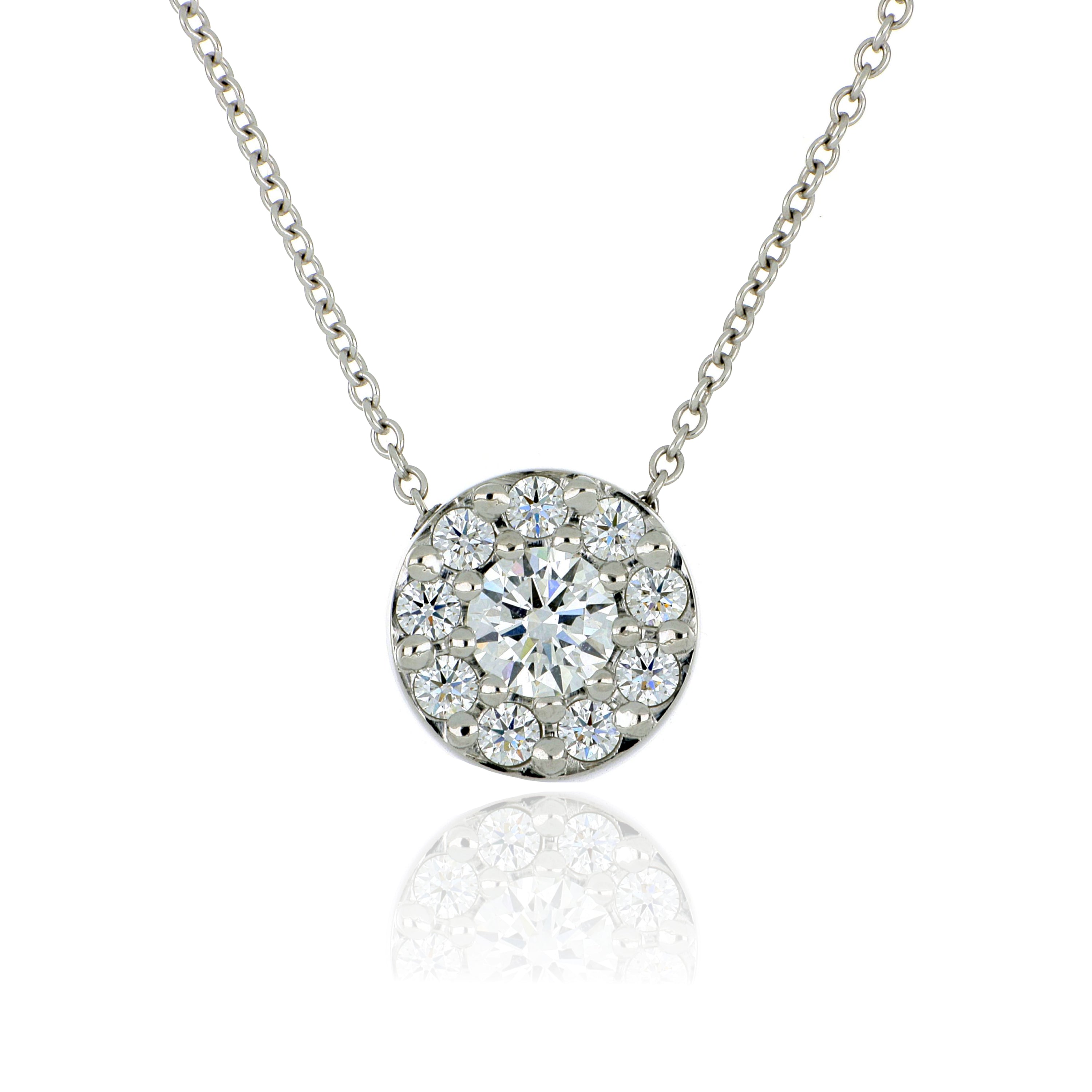 Platinum and 18k White Gold Diamond Halo Pendant