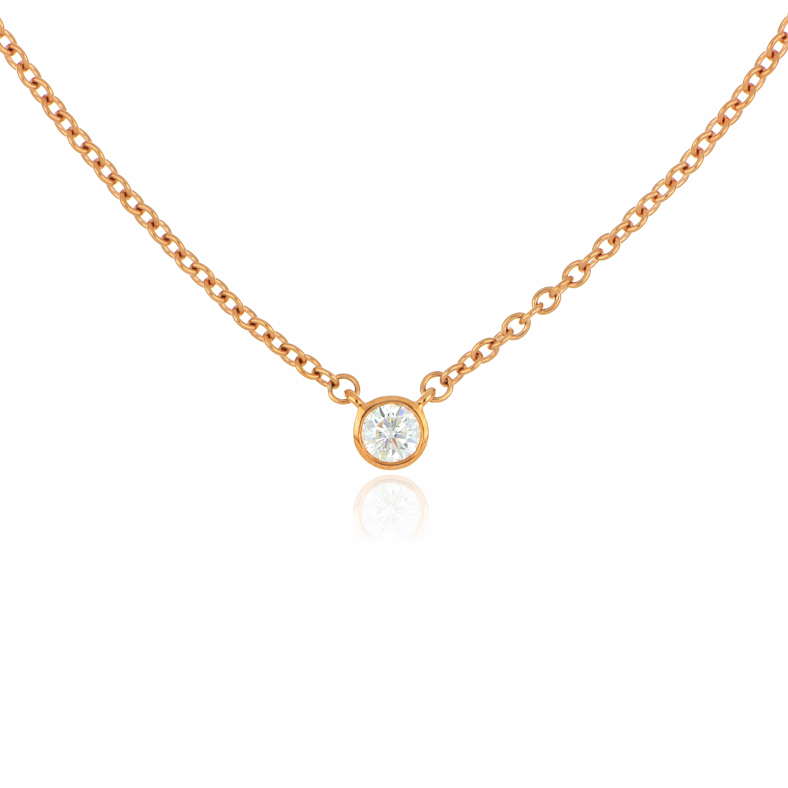 18k Rose Gold Solitaire Diamond Necklace