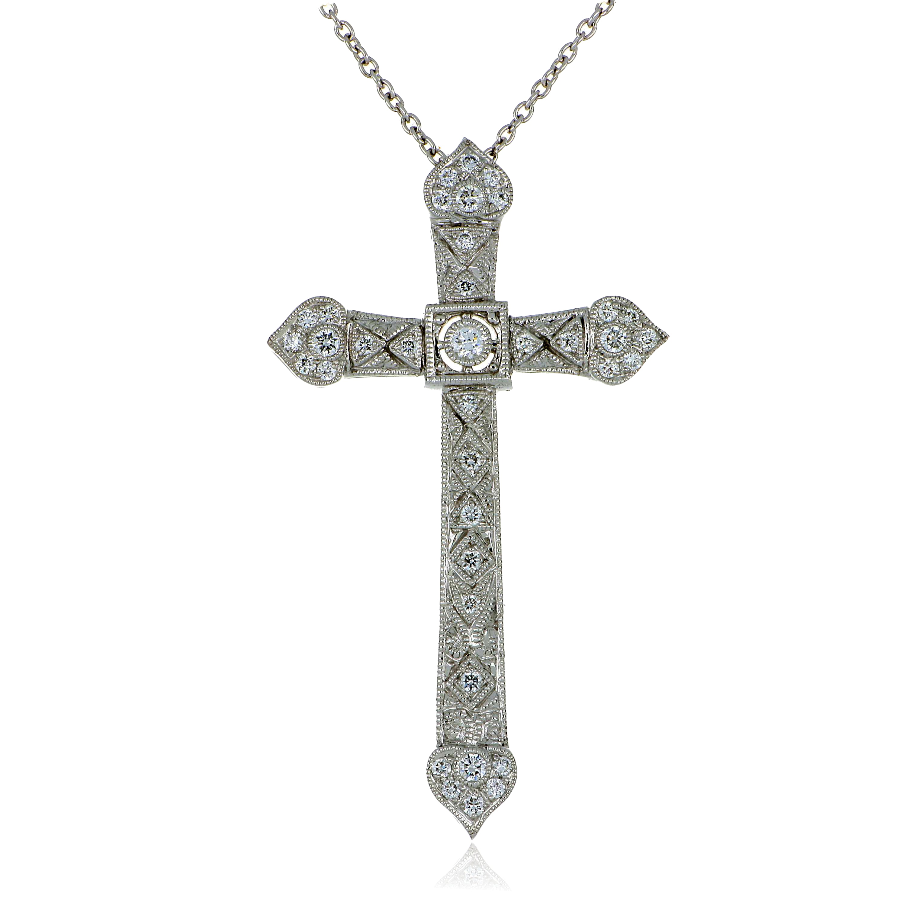14k White Gold Diamond Cross Pendant - Charles Koll Jewelers