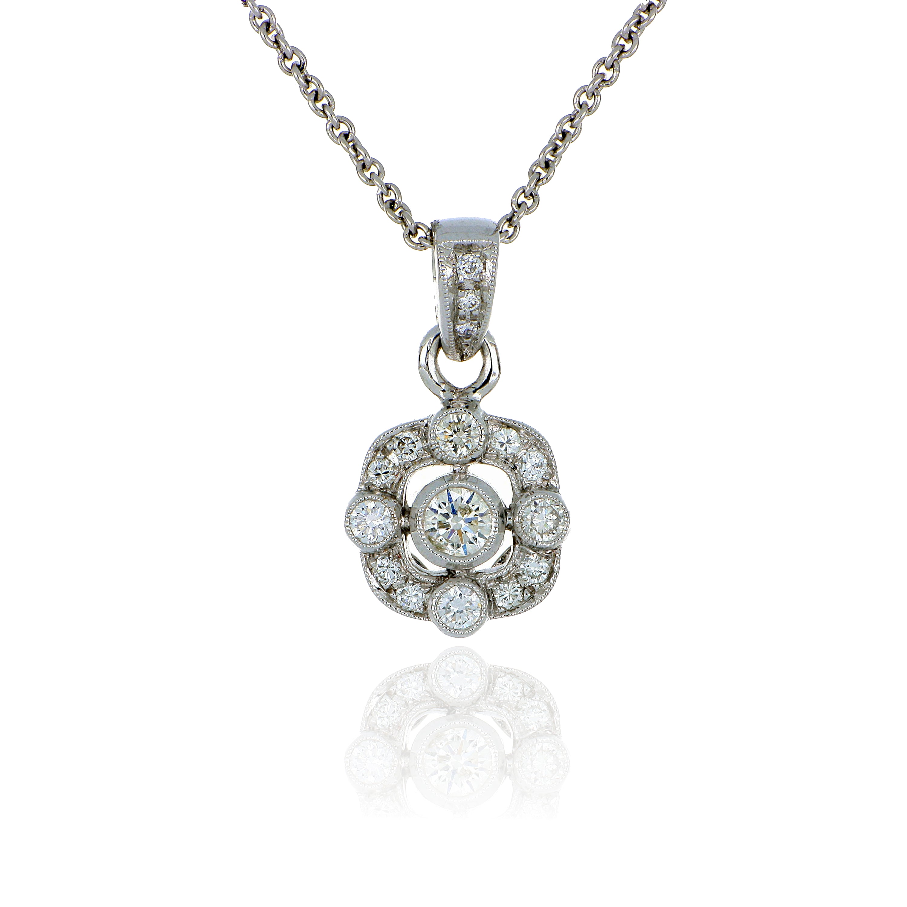 18k White Gold Diamond Pendant - Charles Koll Jewelers