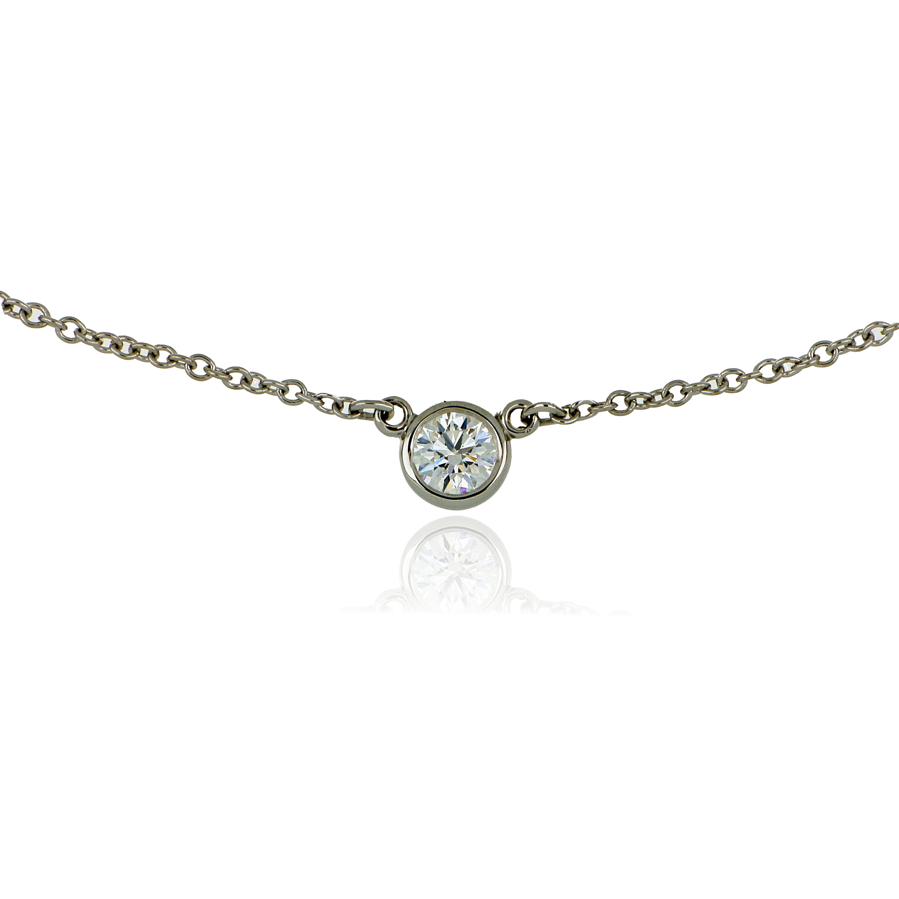 Platinum Tiffany & Co. Bezel Set Solitaire Necklace