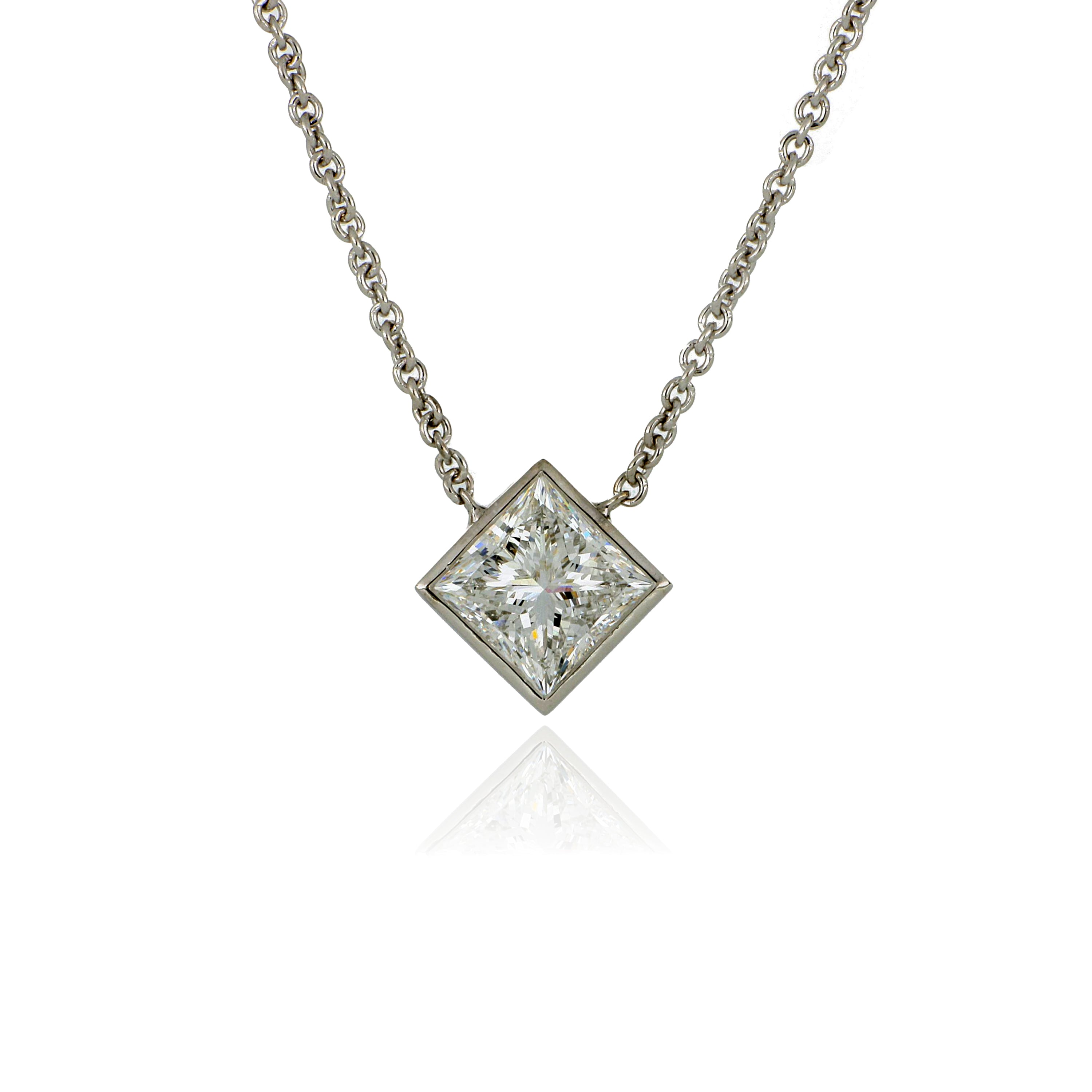Platinum Micro Bezel Solitaire Diamond Pendant