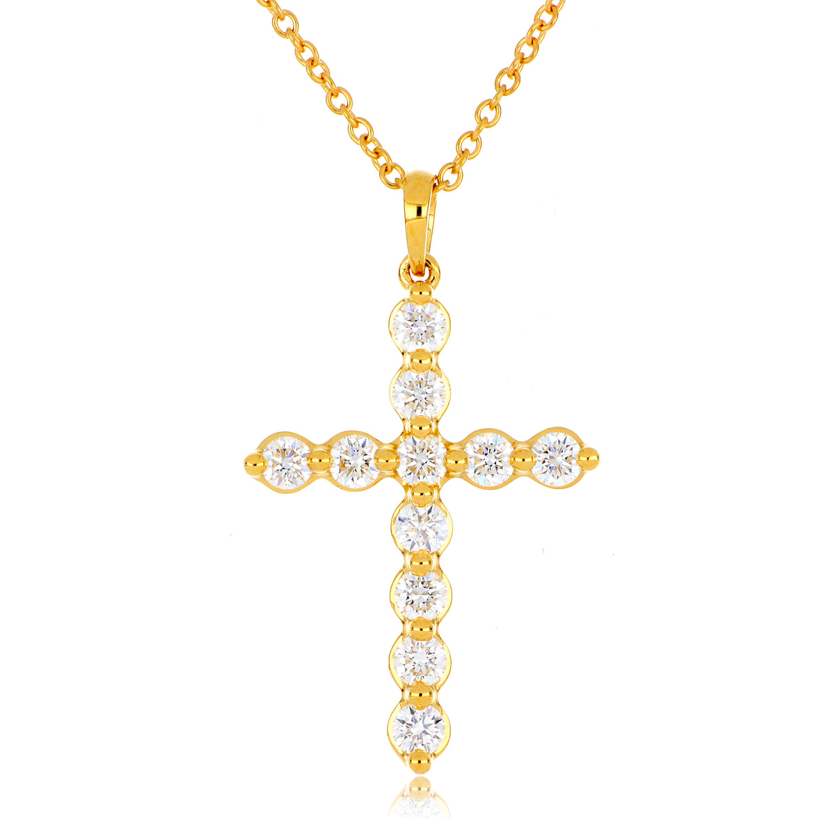 18k Yellow Gold Diamond Cross Pendant