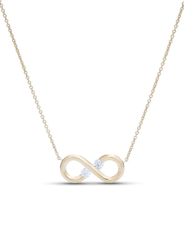 18k Yellow Gold Diamond Accented Infinity Necklace