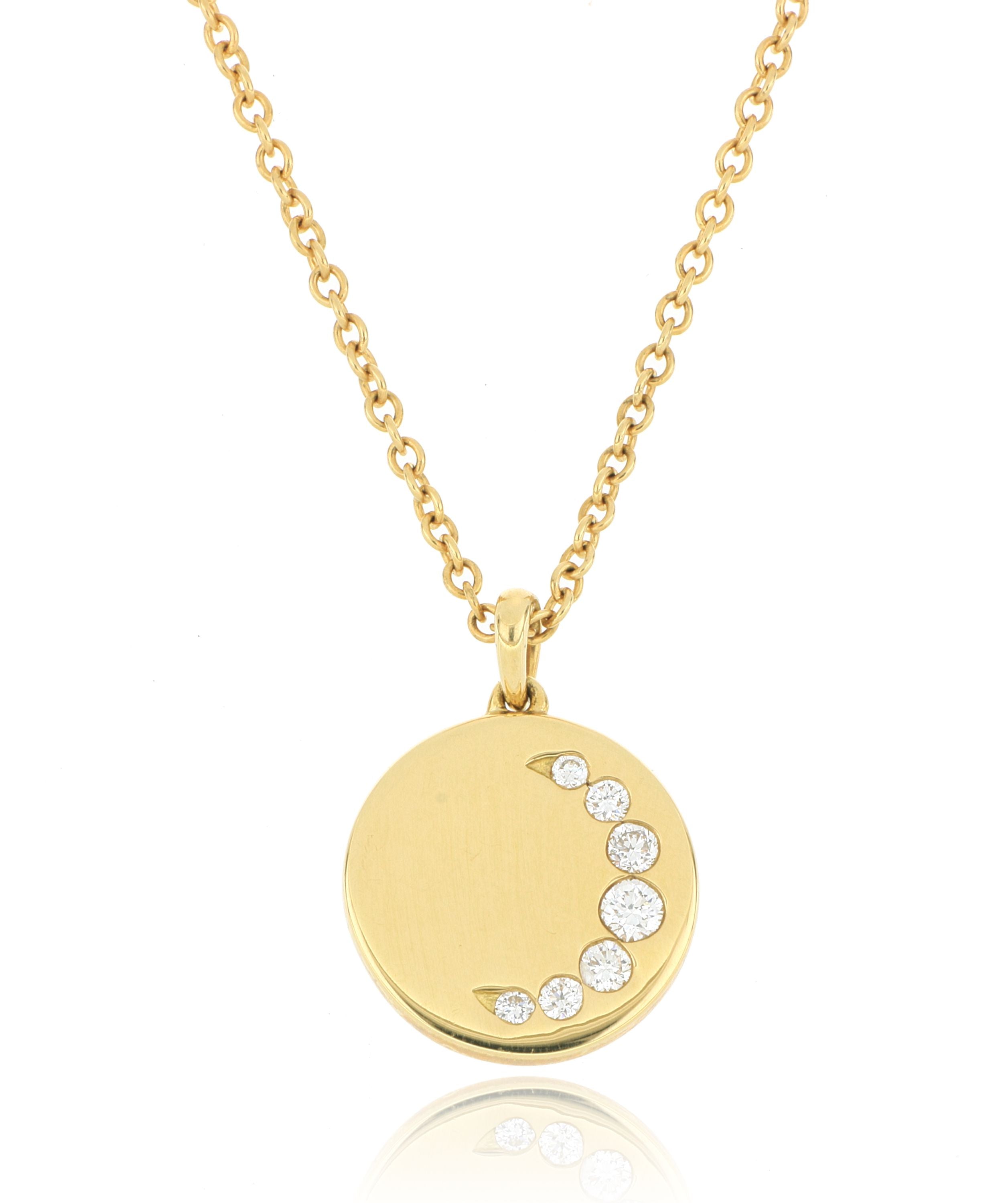 18k Yellow Gold Diamond Luna Crescent Necklace - Charles Koll Jewelers