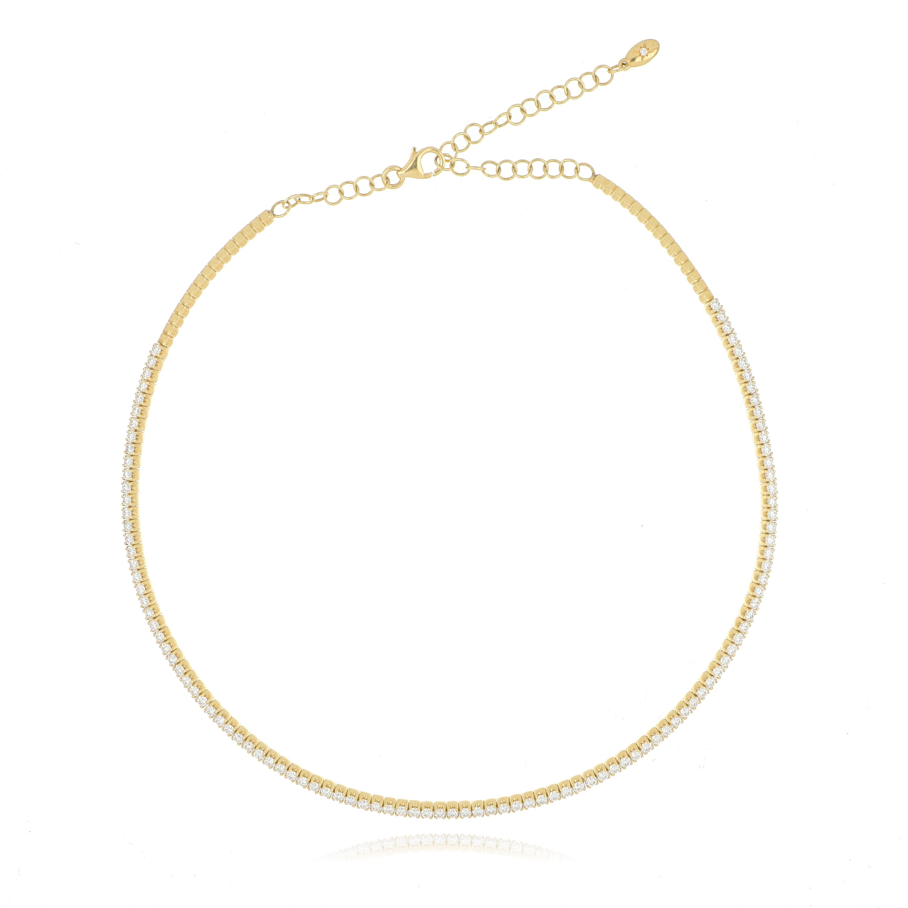 18k Yellow Gold Diamond Tennis Necklace