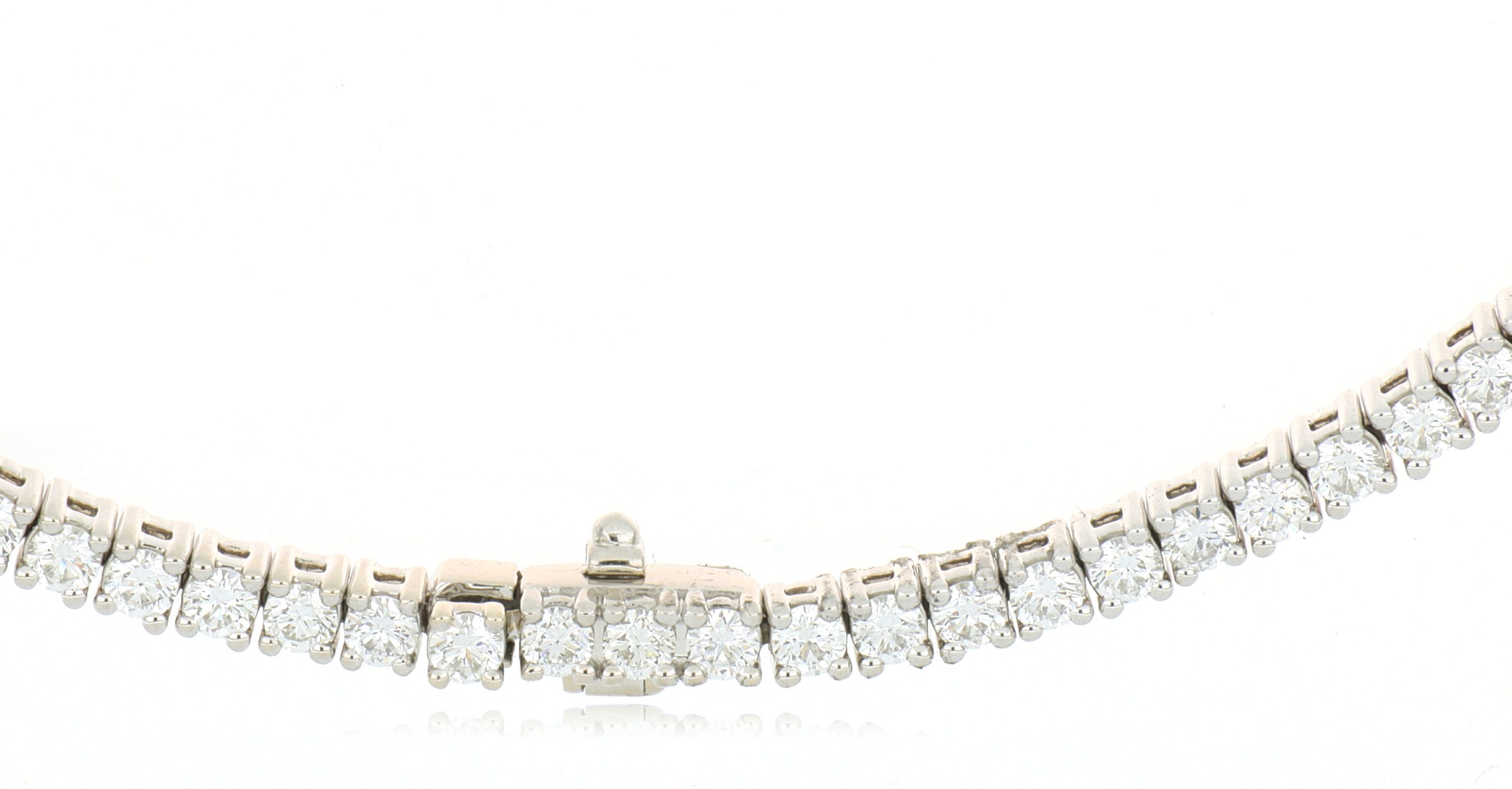 18k White Gold 4 Prong Diamond Tennis Necklace - Charles Koll Jewelers