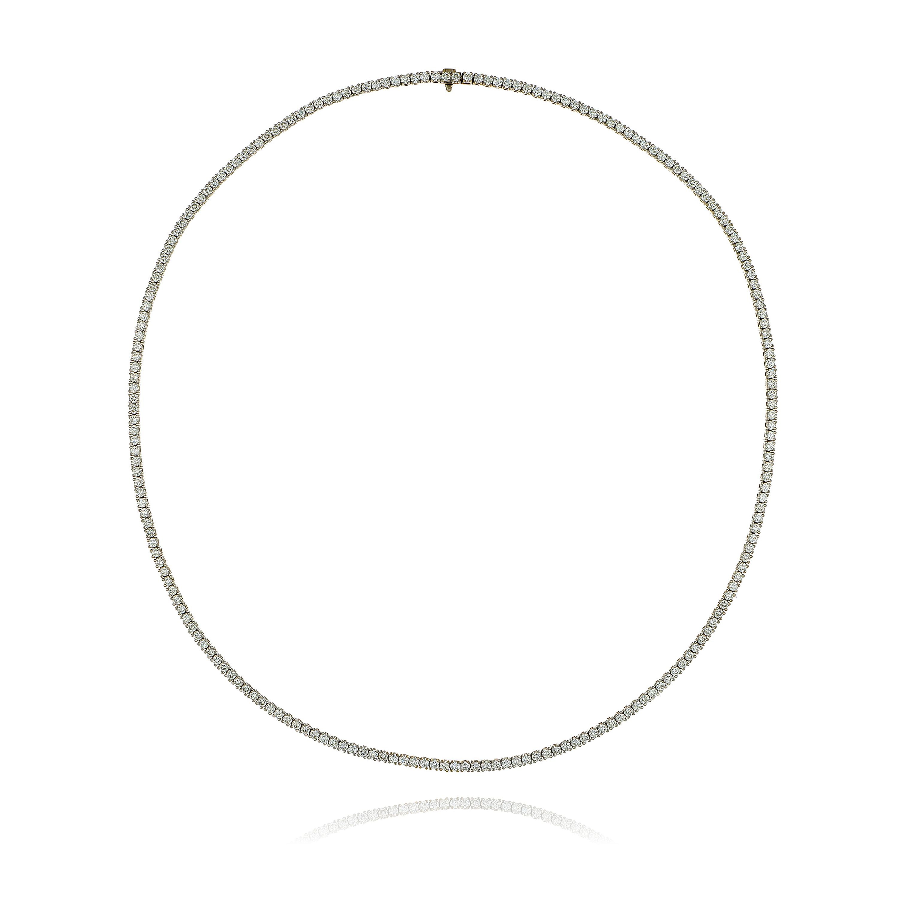 18k White Gold 4 Prong Diamond Tennis Necklace