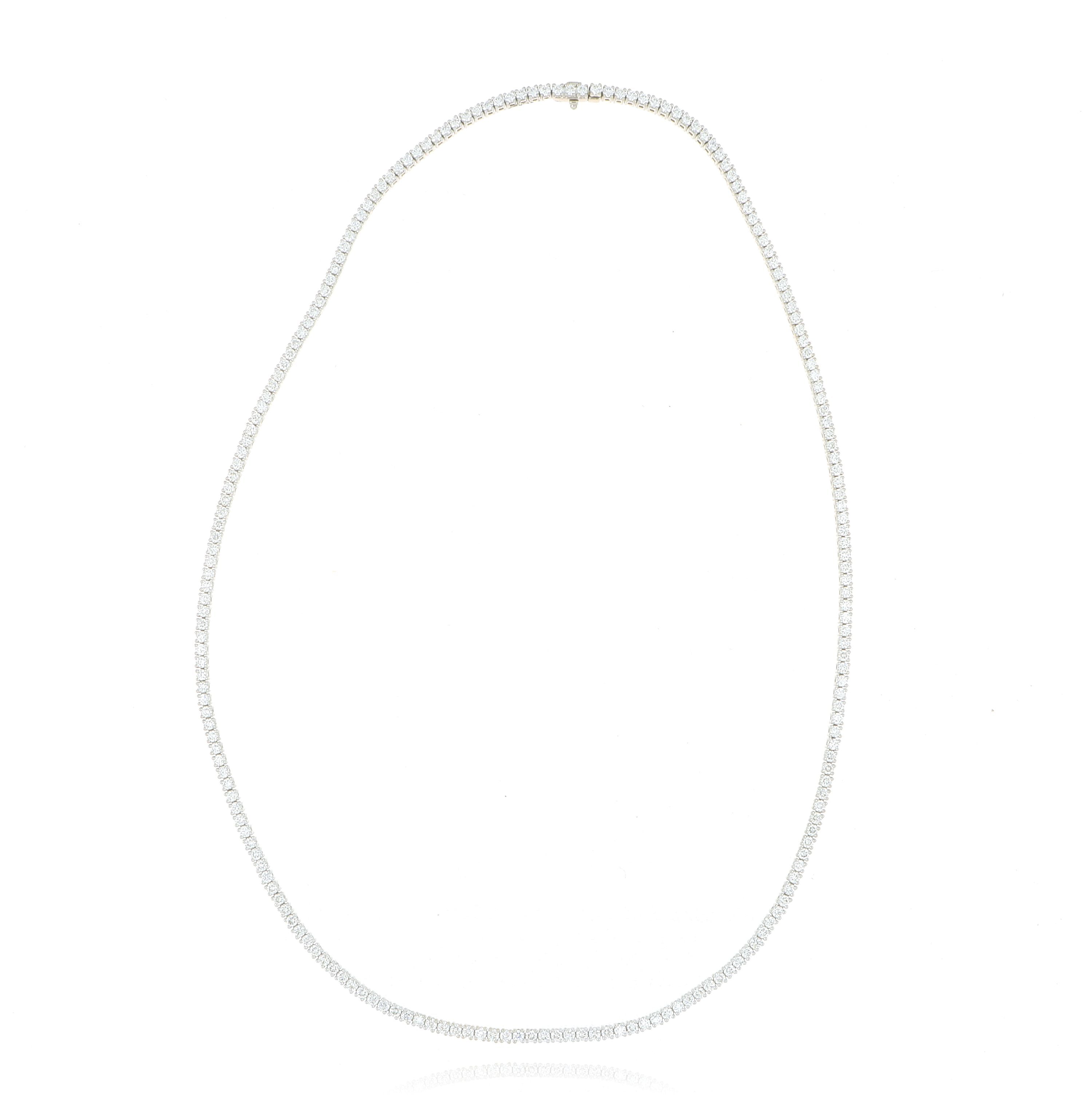 18k White Gold 4 Prong Diamond Tennis Necklace - Charles Koll Jewelers