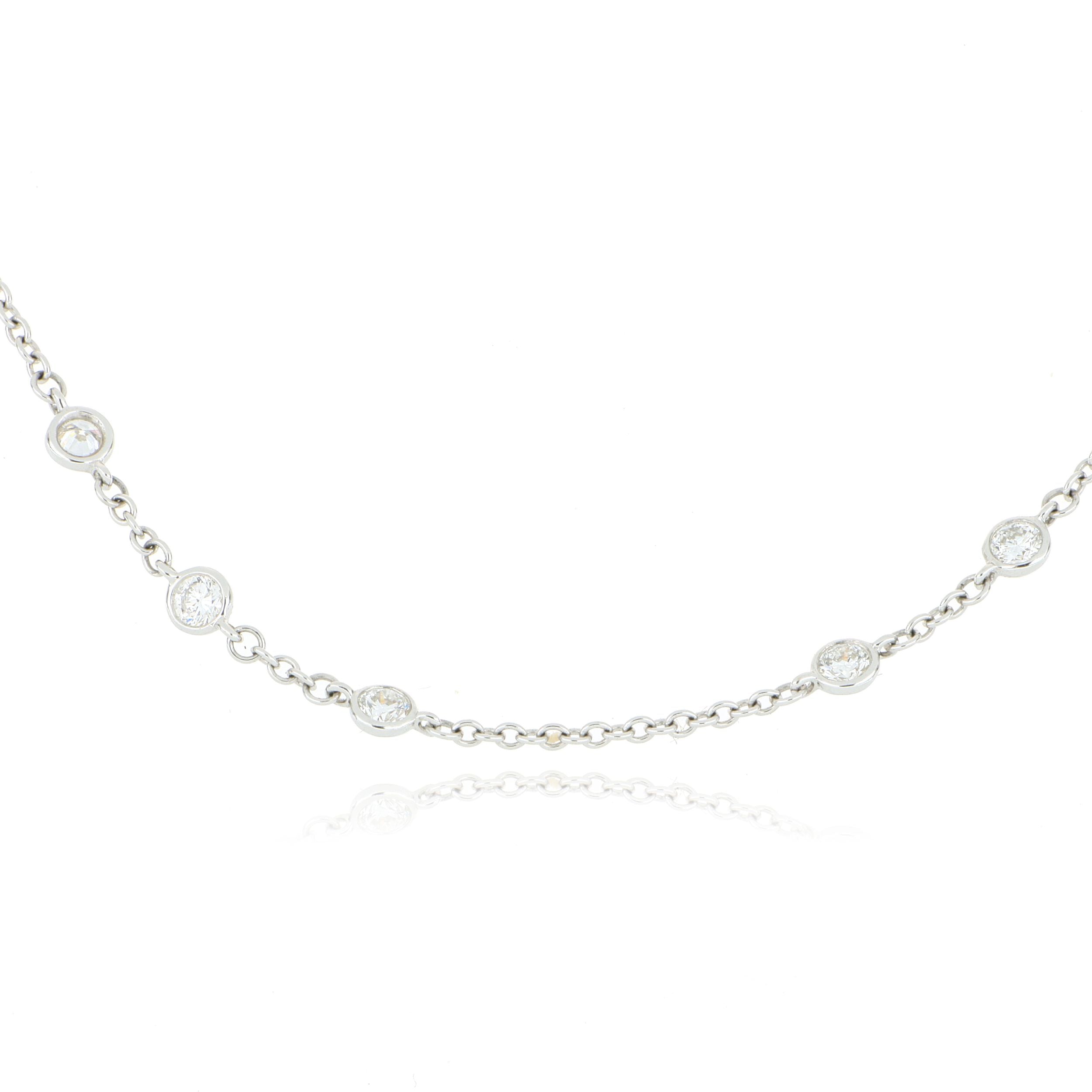 18k White Gold Diamond By the Yard Necklace - Charles Koll Jewelers