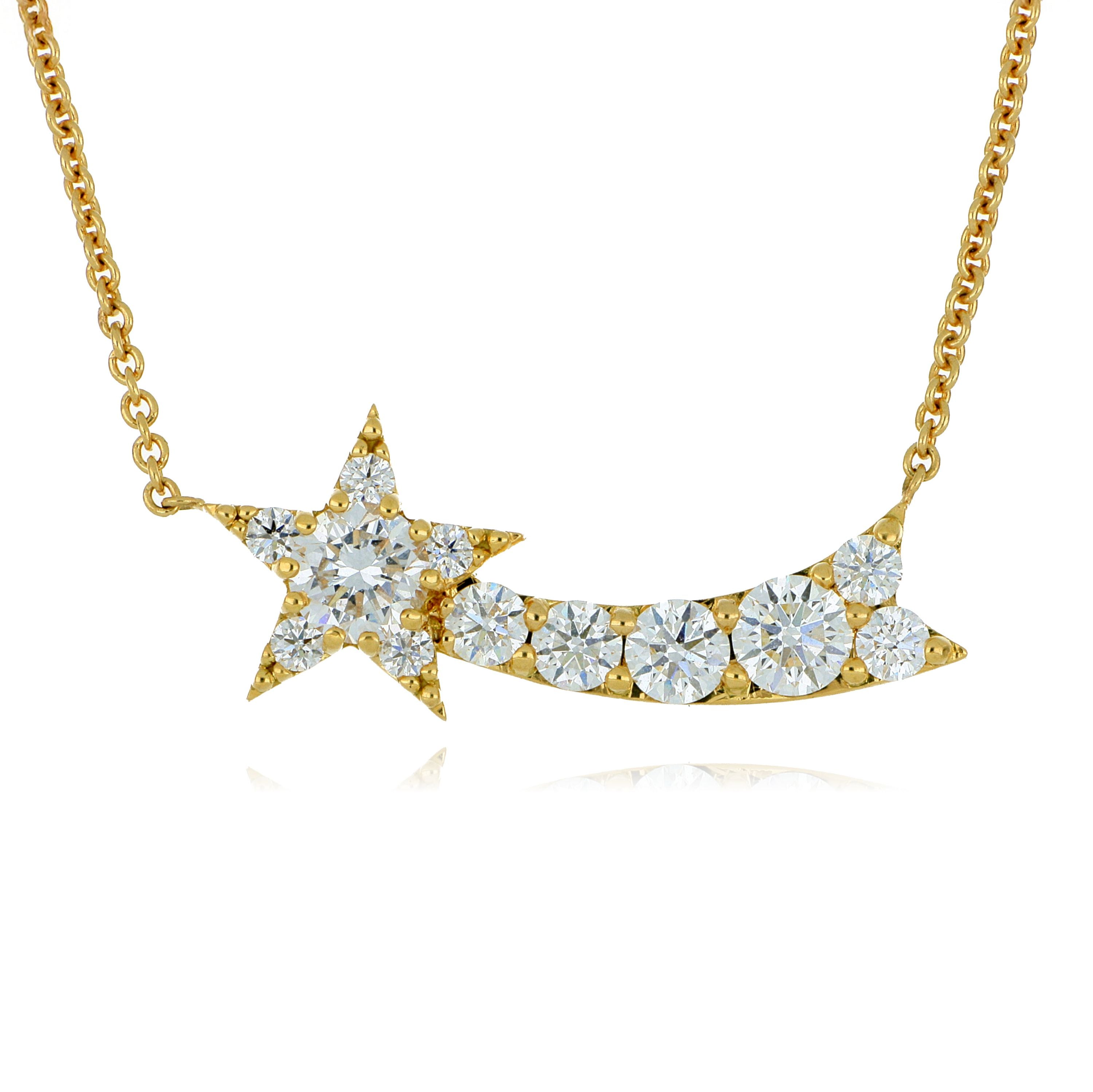 18k Yellow Gold Diamond Shooting Star Necklace