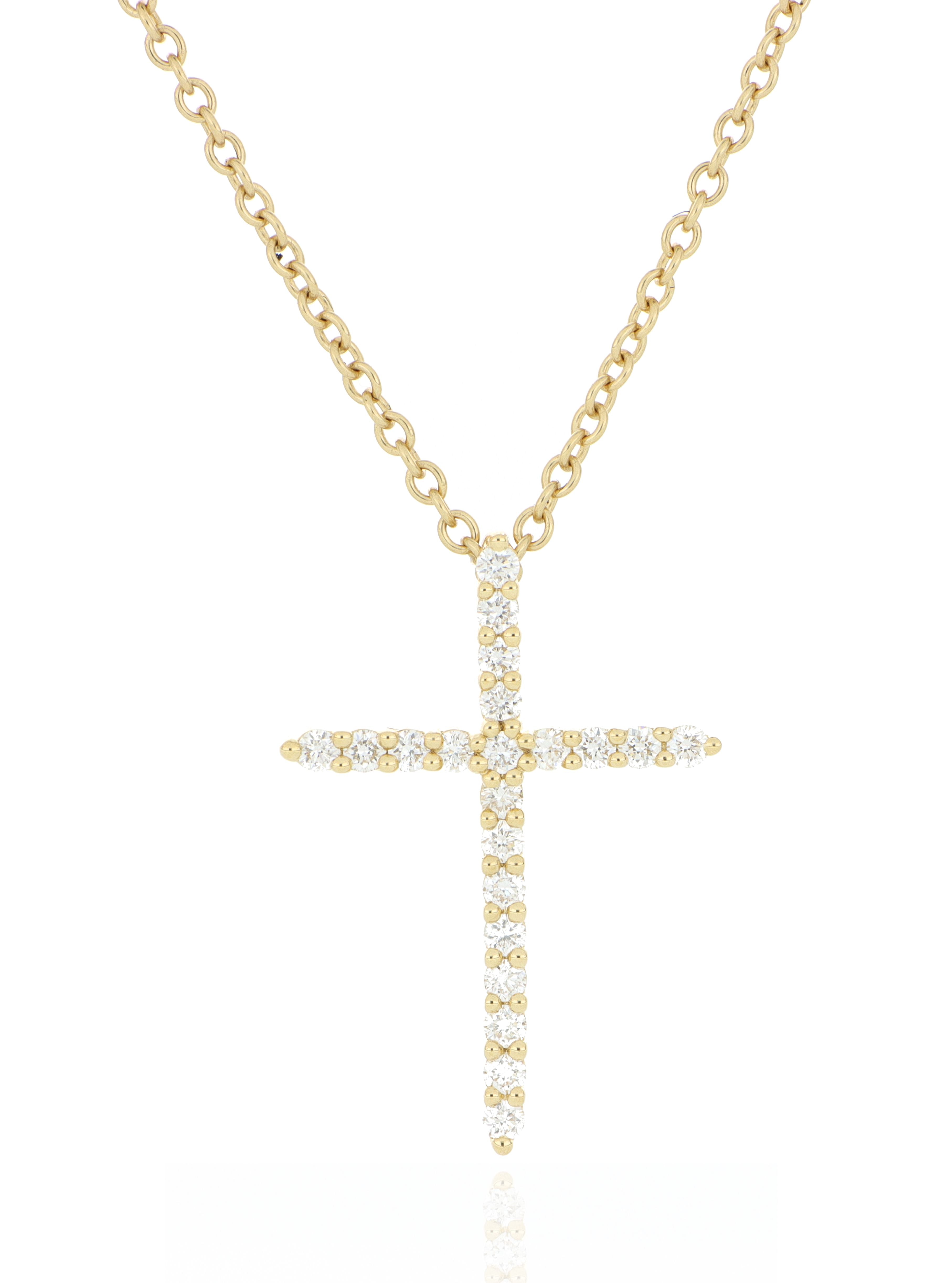 18k Yellow Gold Diamond Cross Necklace