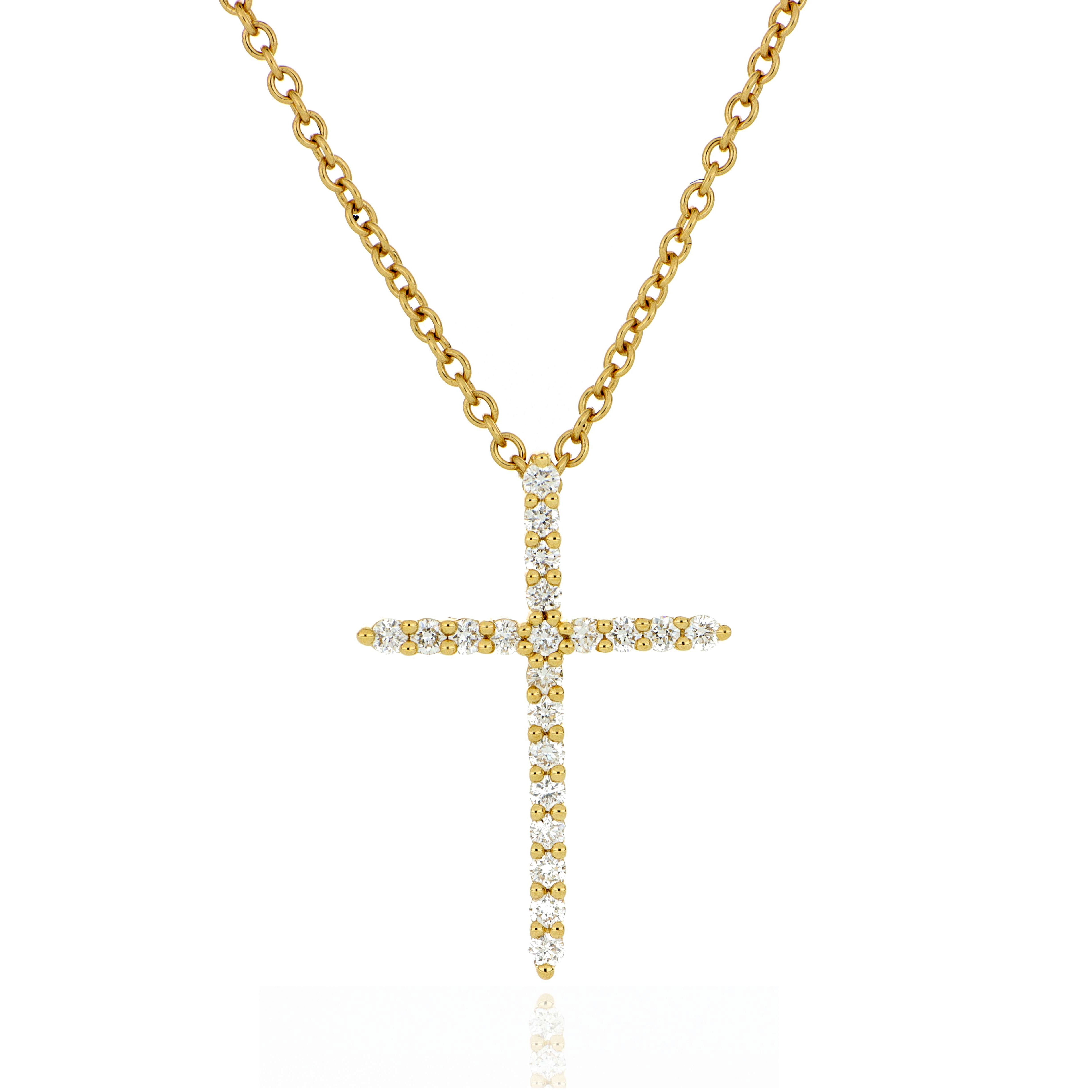 18k Yellow Gold Diamond Cross Necklace