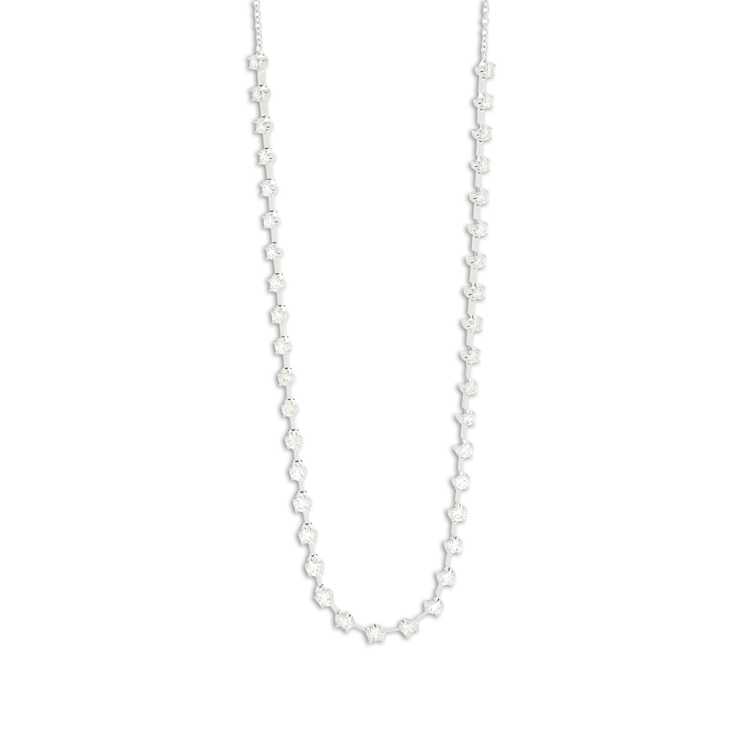 18k White Gold Stationary Diamond Necklace