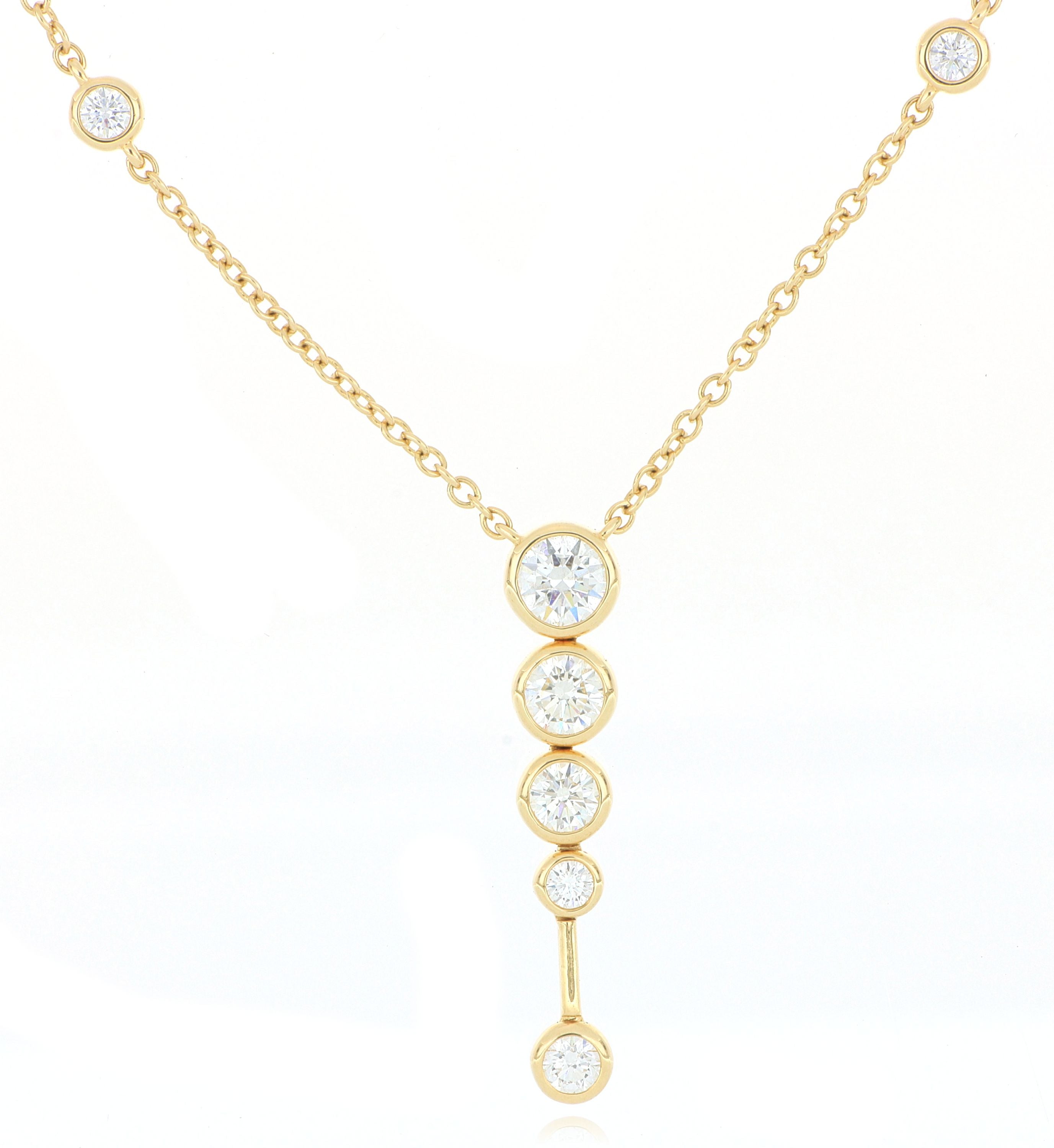 18k Yellow Gold Diamond Cascade Necklace - Charles Koll Jewelers