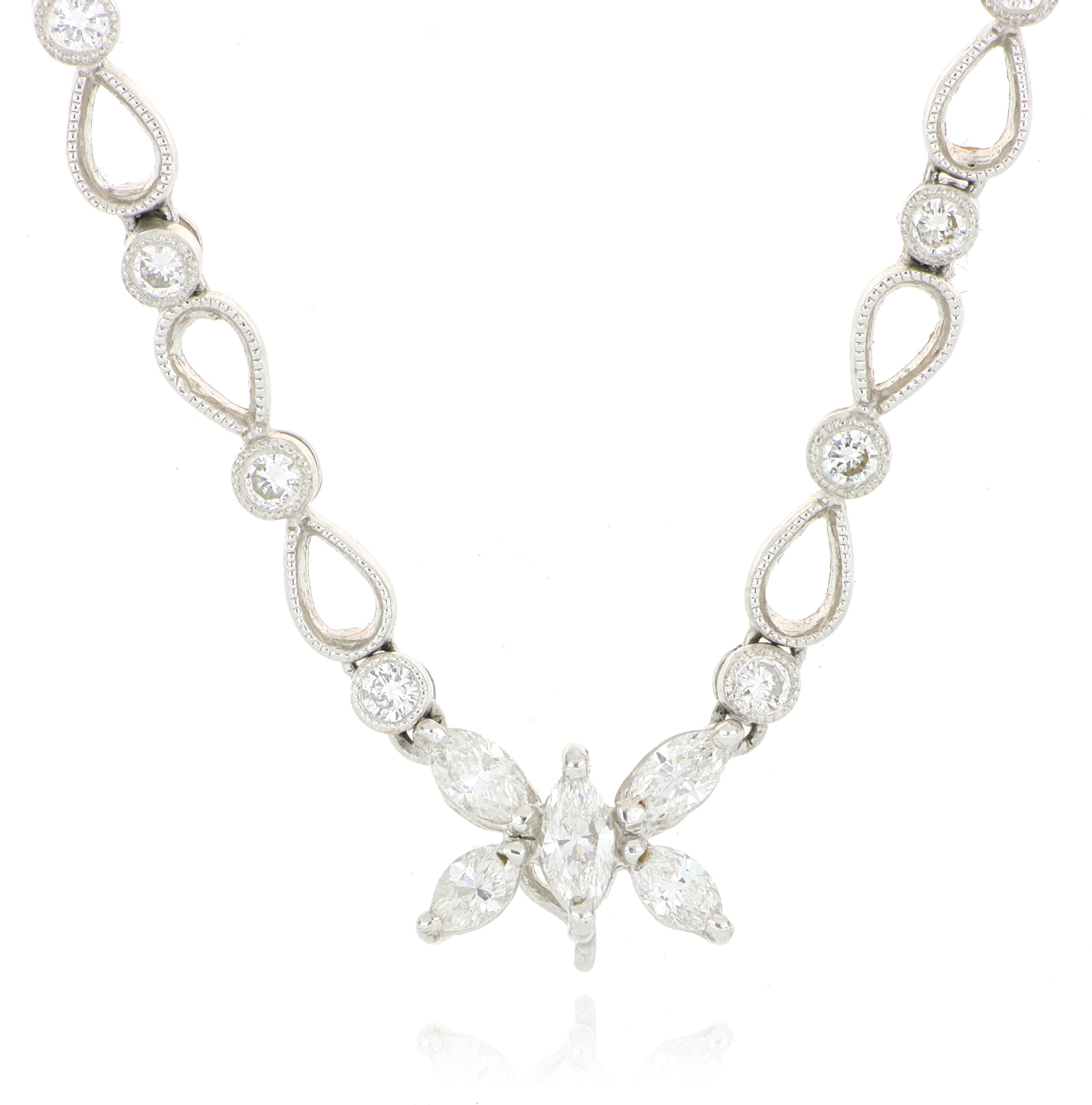 18k White Gold Diamond Butterfly Necklace