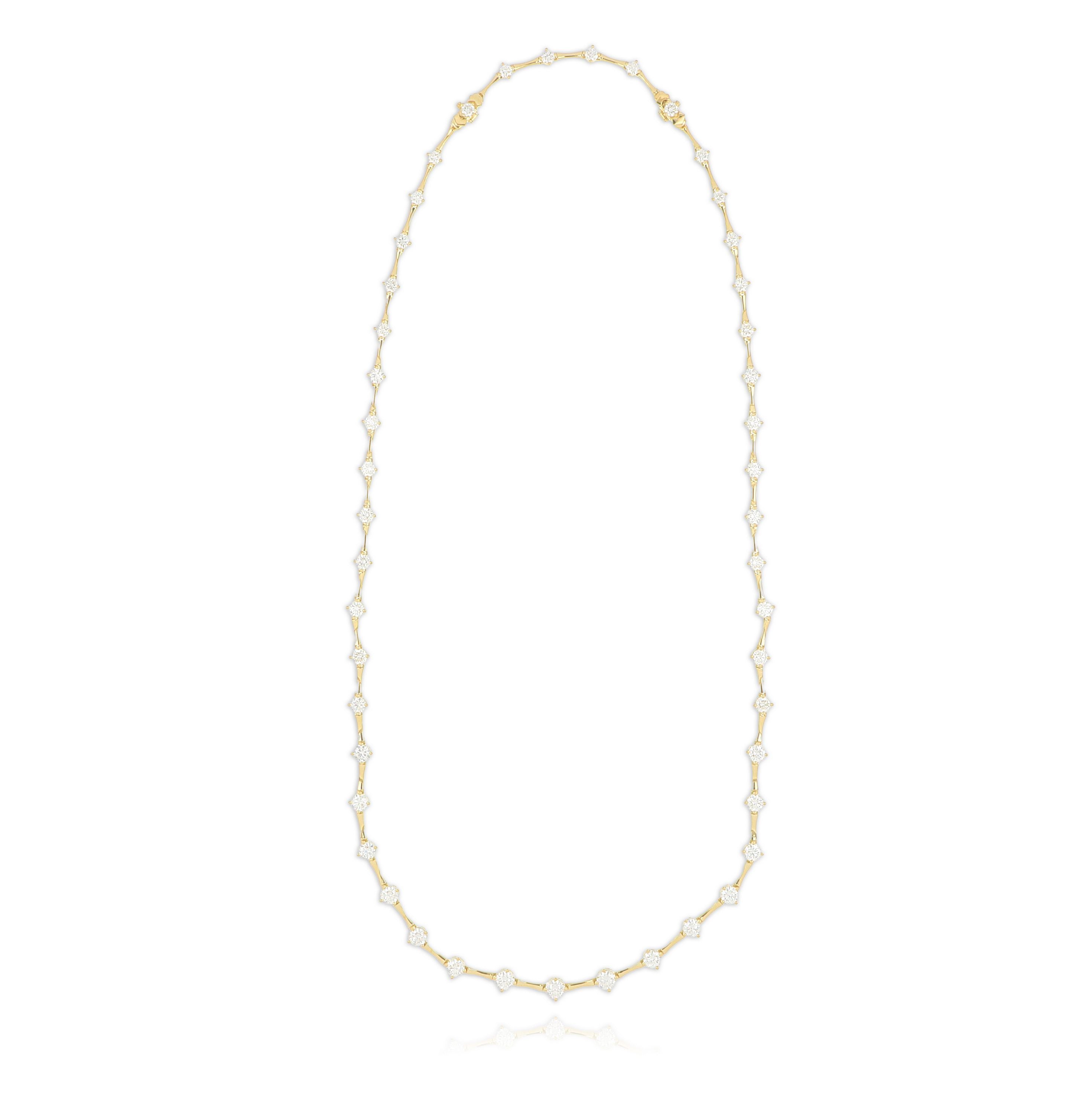 18k Yellow Gold Diamond Station Necklace