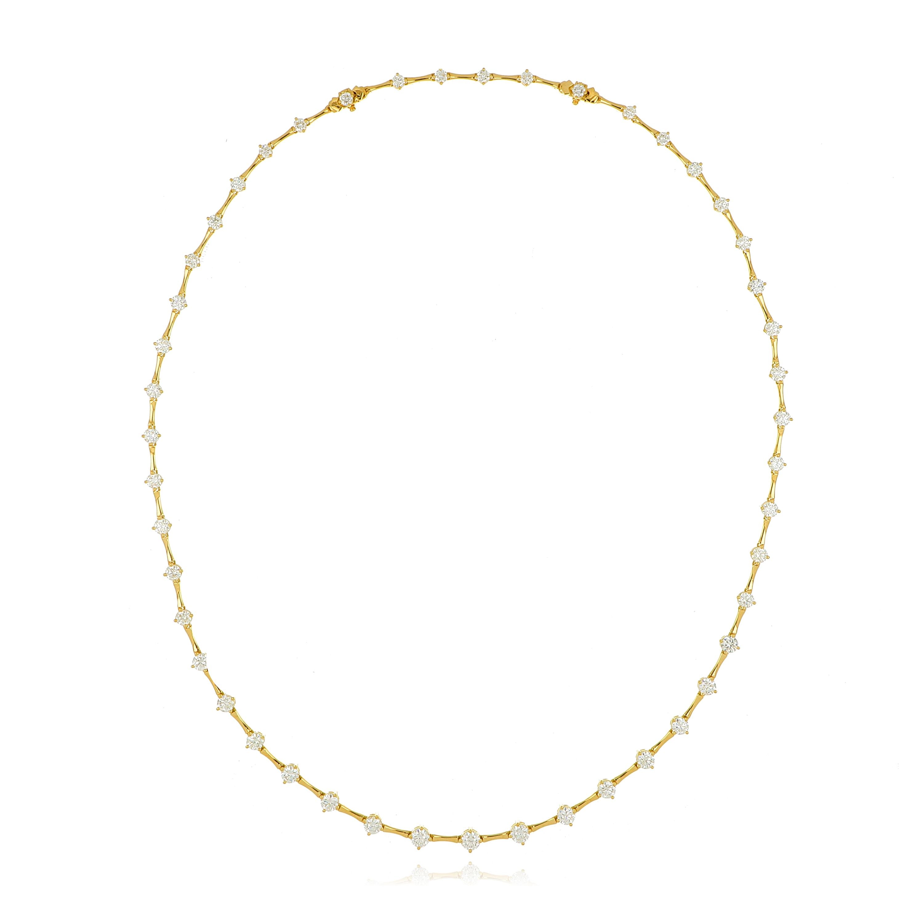 18k Yellow Gold Diamond Station Necklace