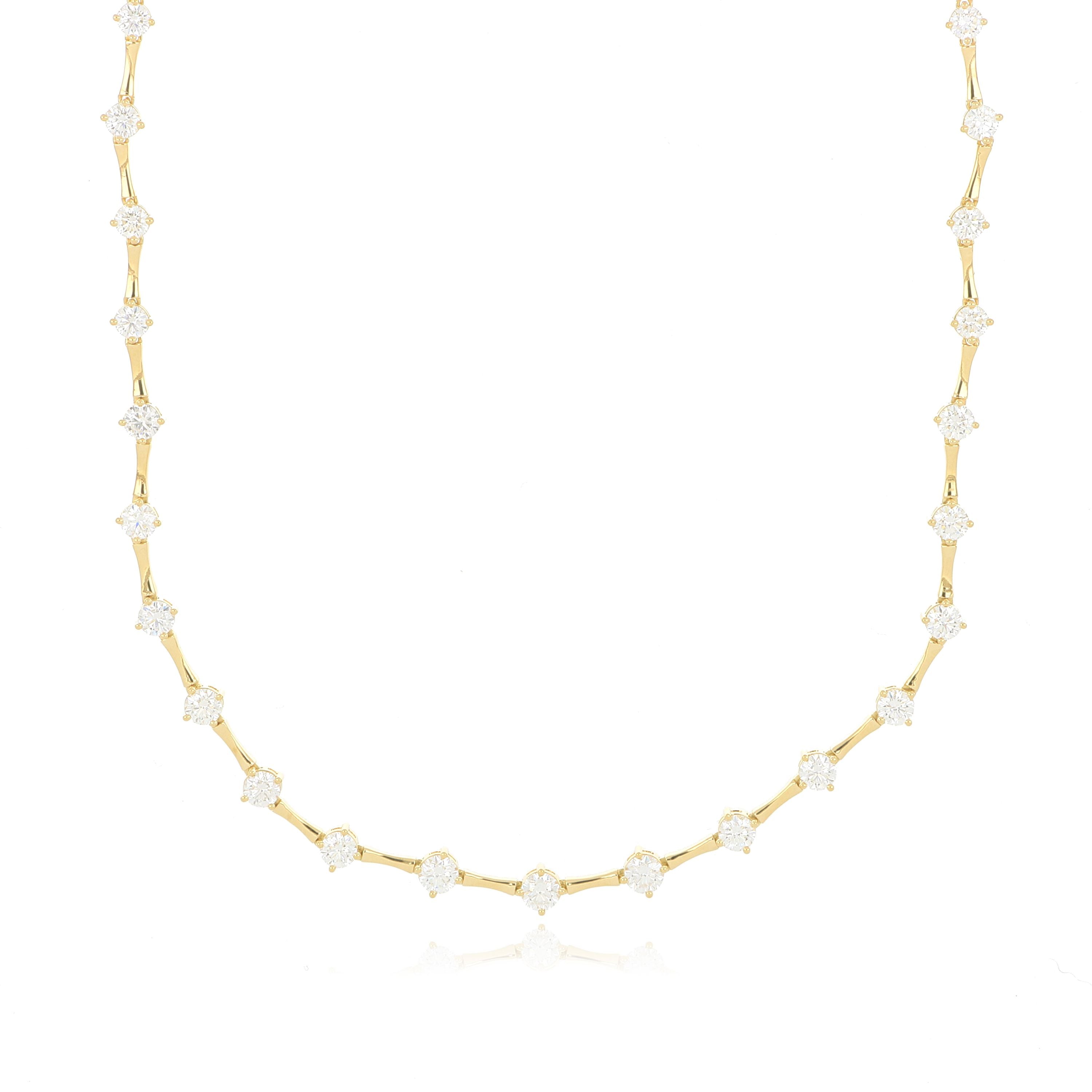 18k Yellow Gold Diamond Station Necklace