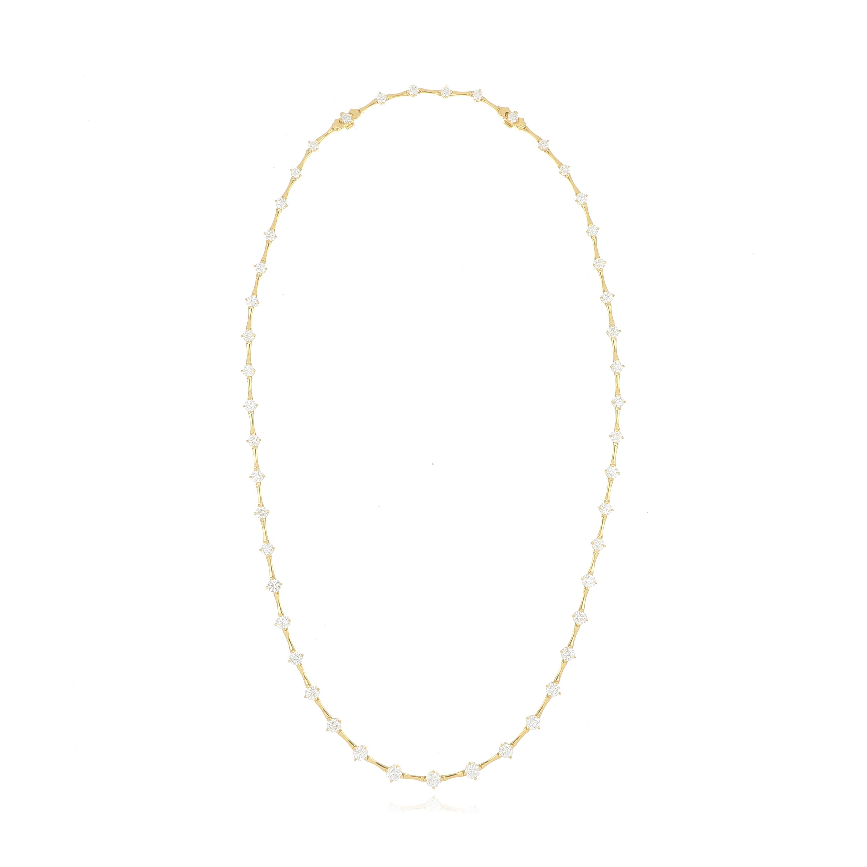18k Yellow Gold Diamond Station Necklace