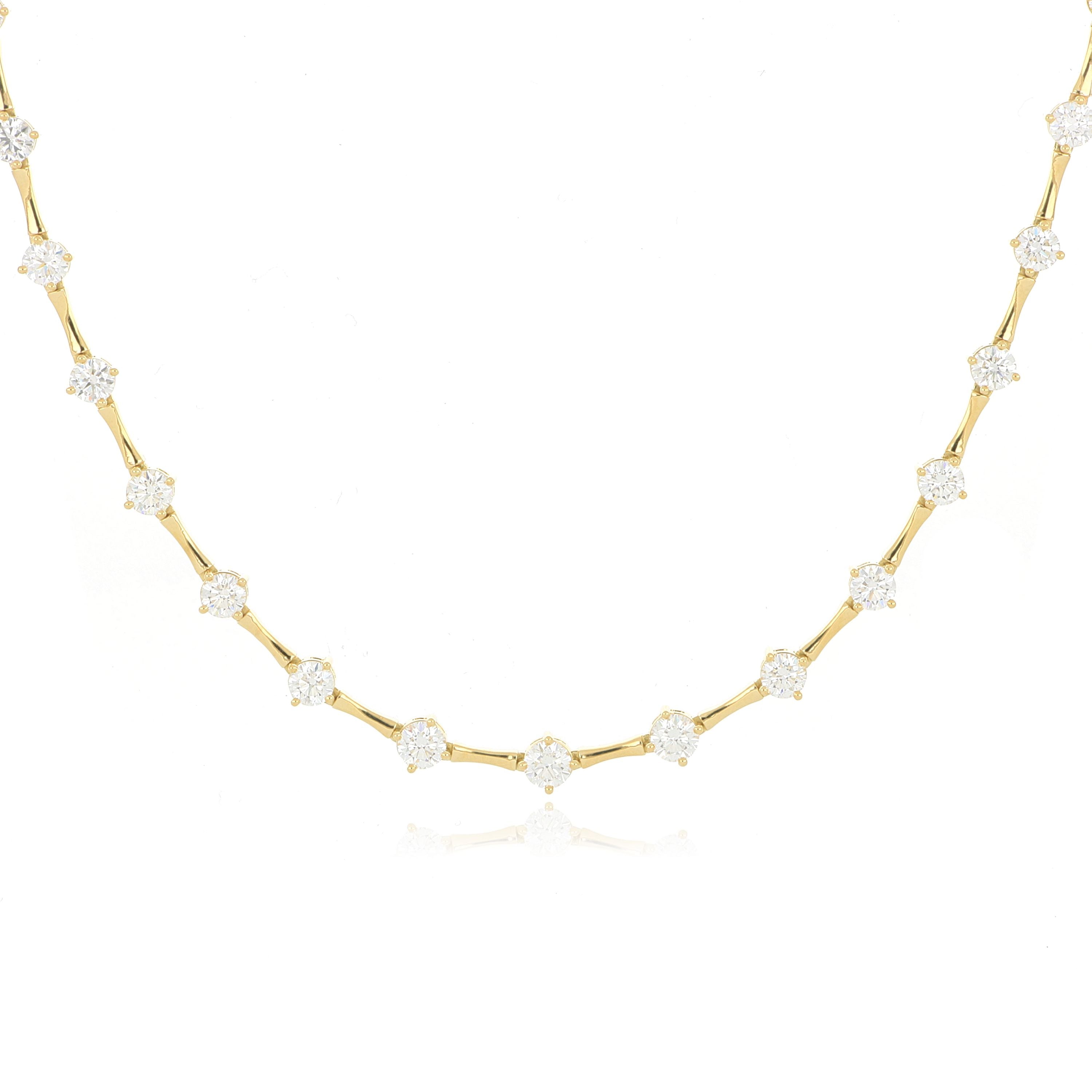 18k Yellow Gold Diamond Station Necklace