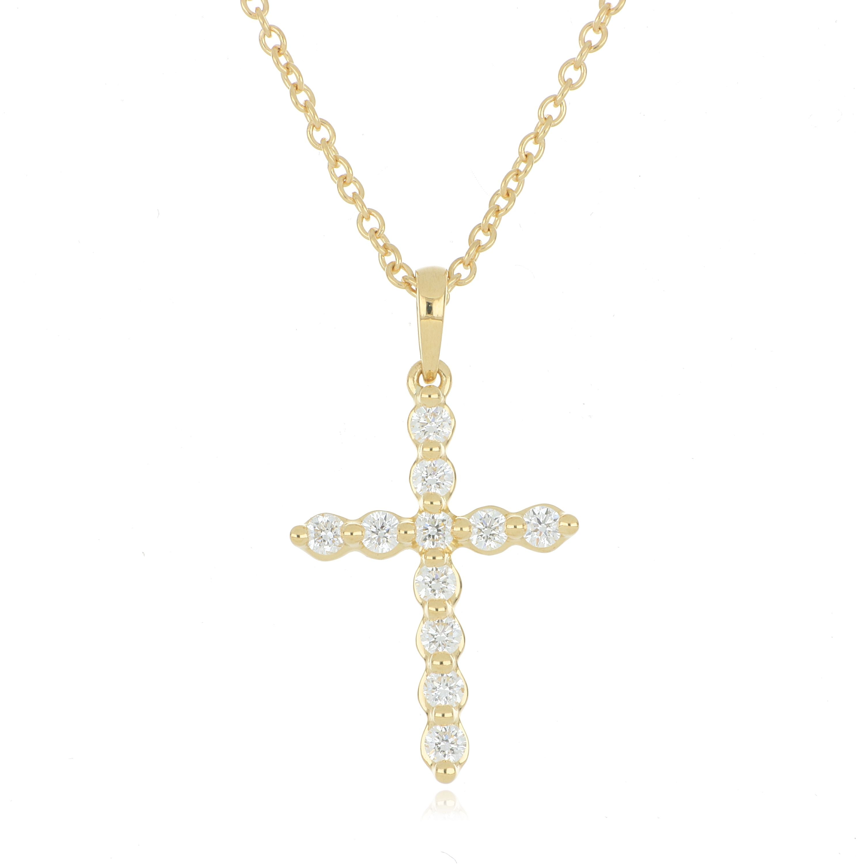 18k Yellow Gold Diamond Cross