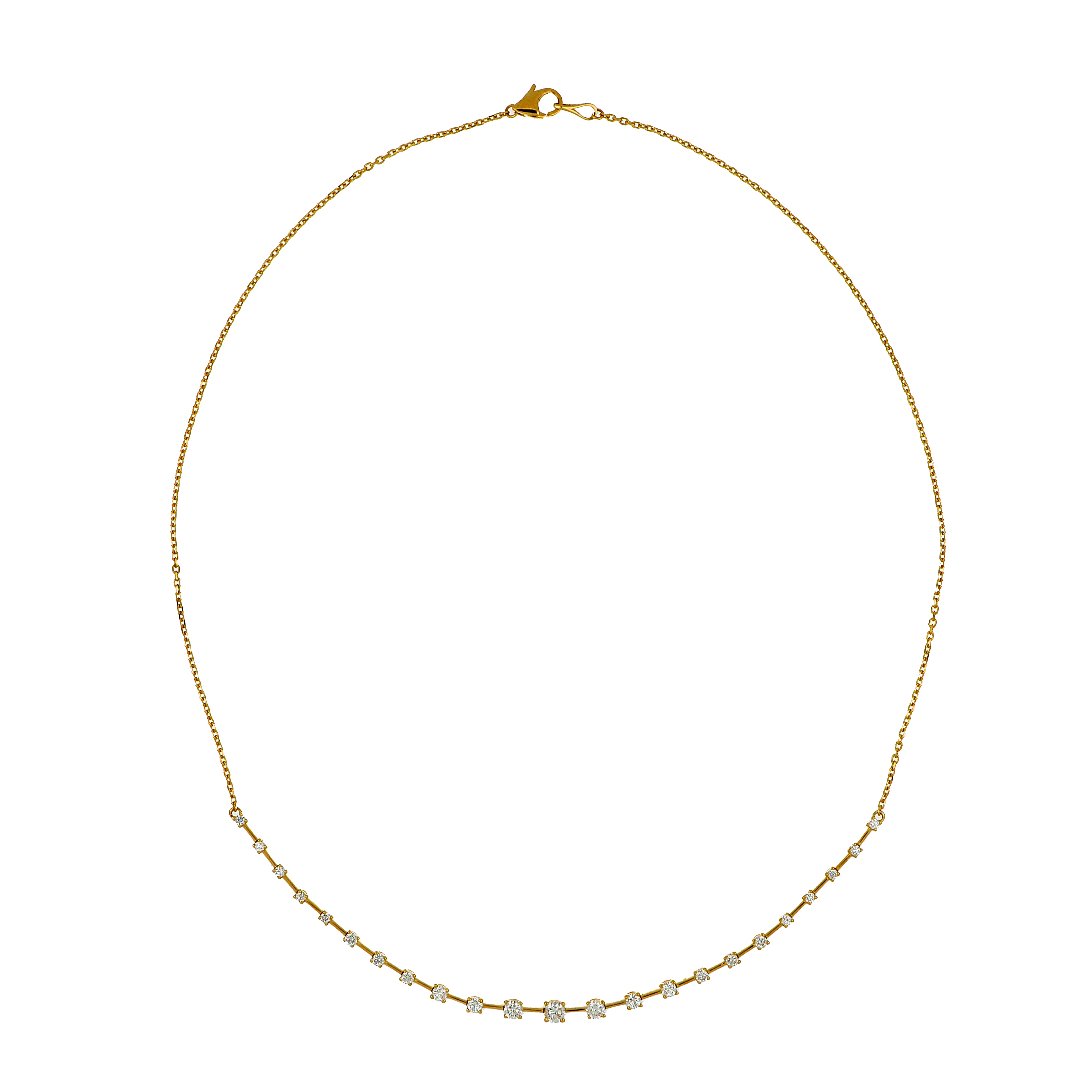 14k Yellow Gold Diamond Station Necklace