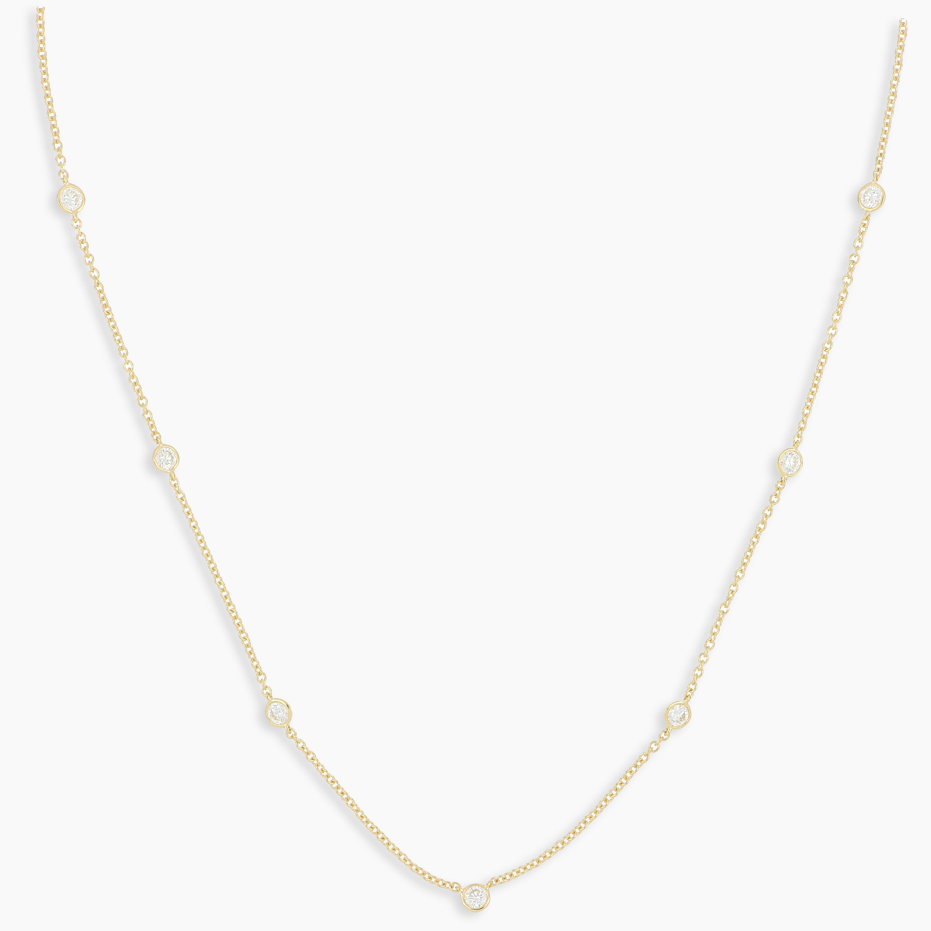 18k Yellow Gold Cascading Diamonds By the Yard Necklace