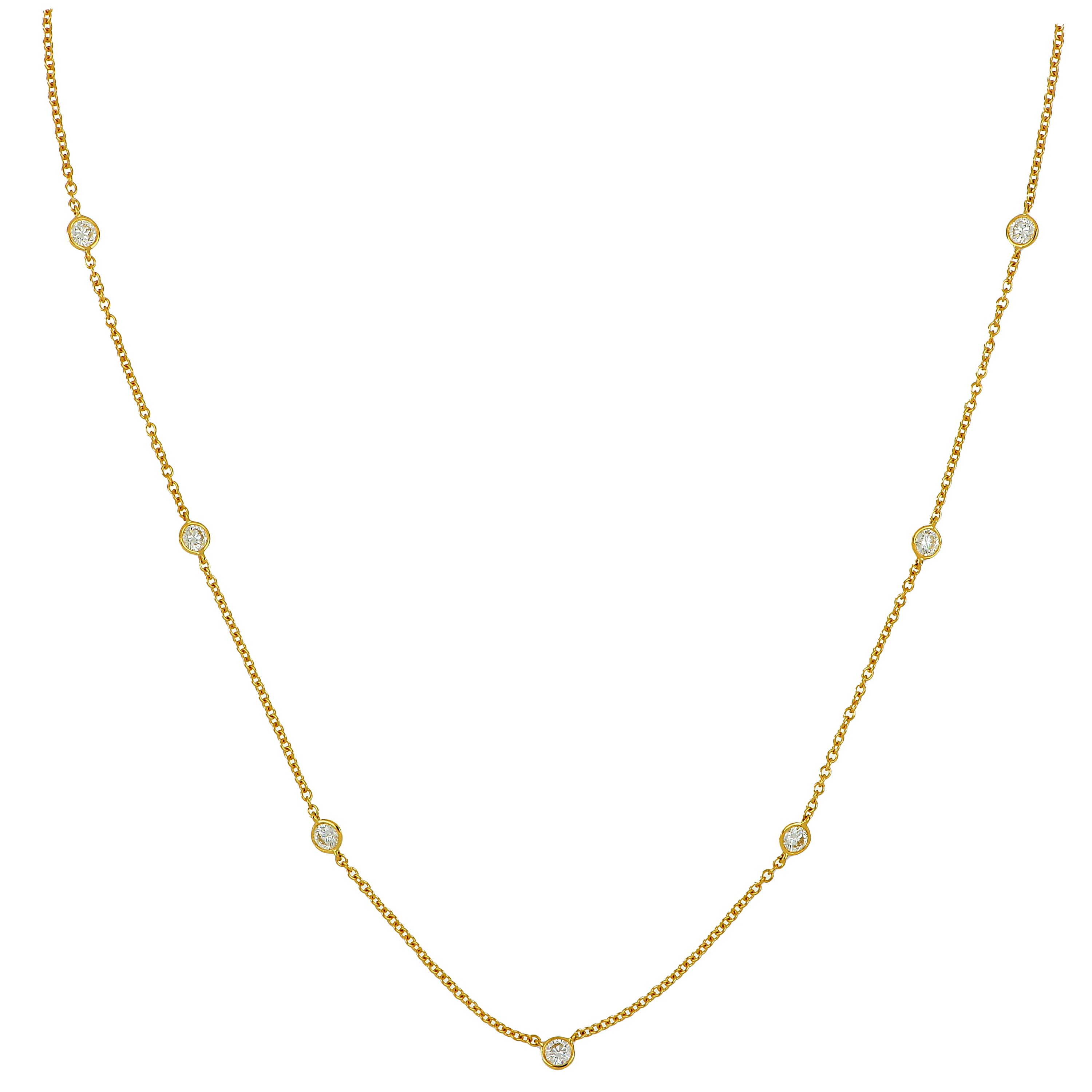 18k Yellow Gold Cascading Diamonds By the Yard Necklace
