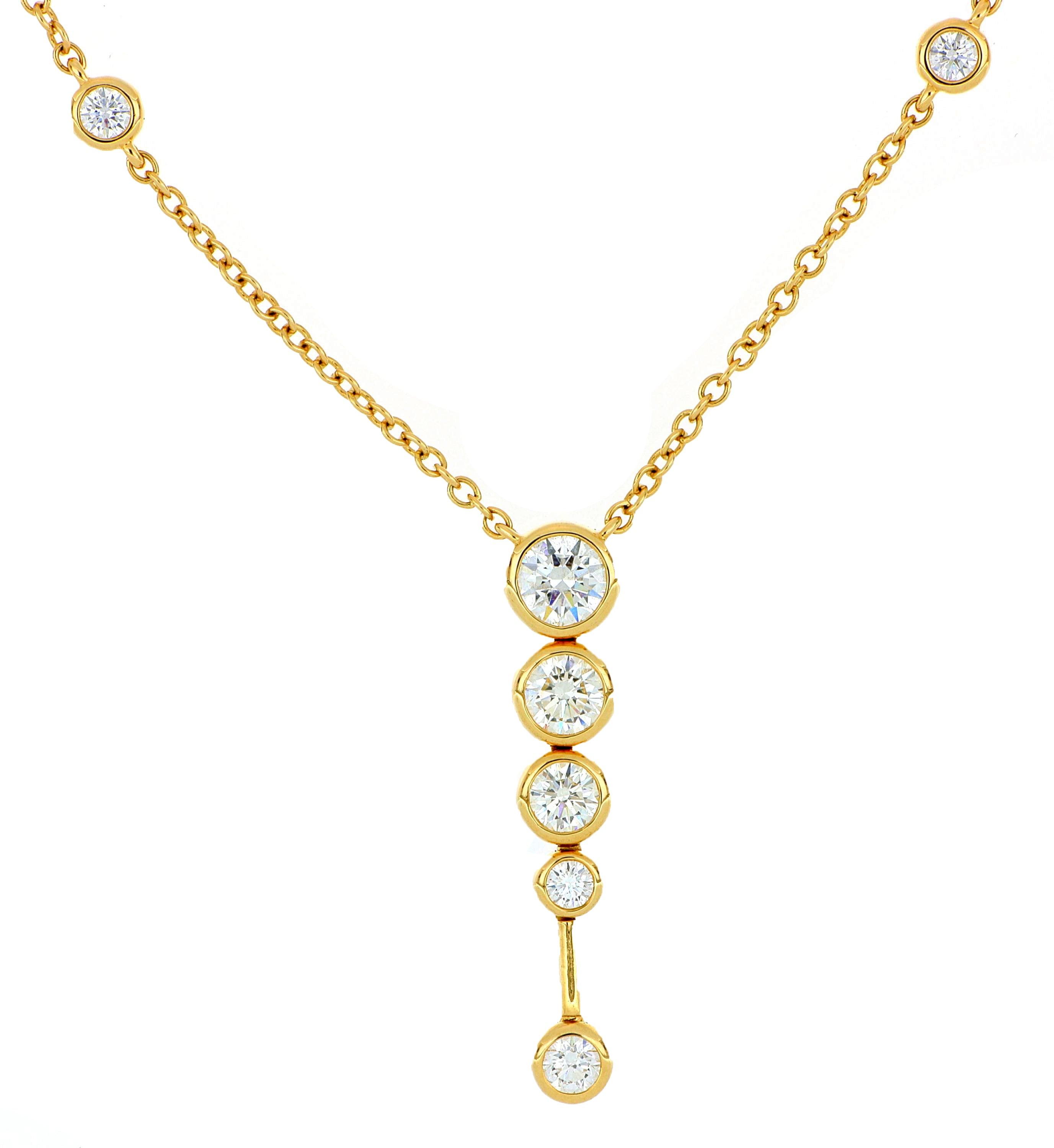 18k Yellow Gold Diamond Cascade Necklace