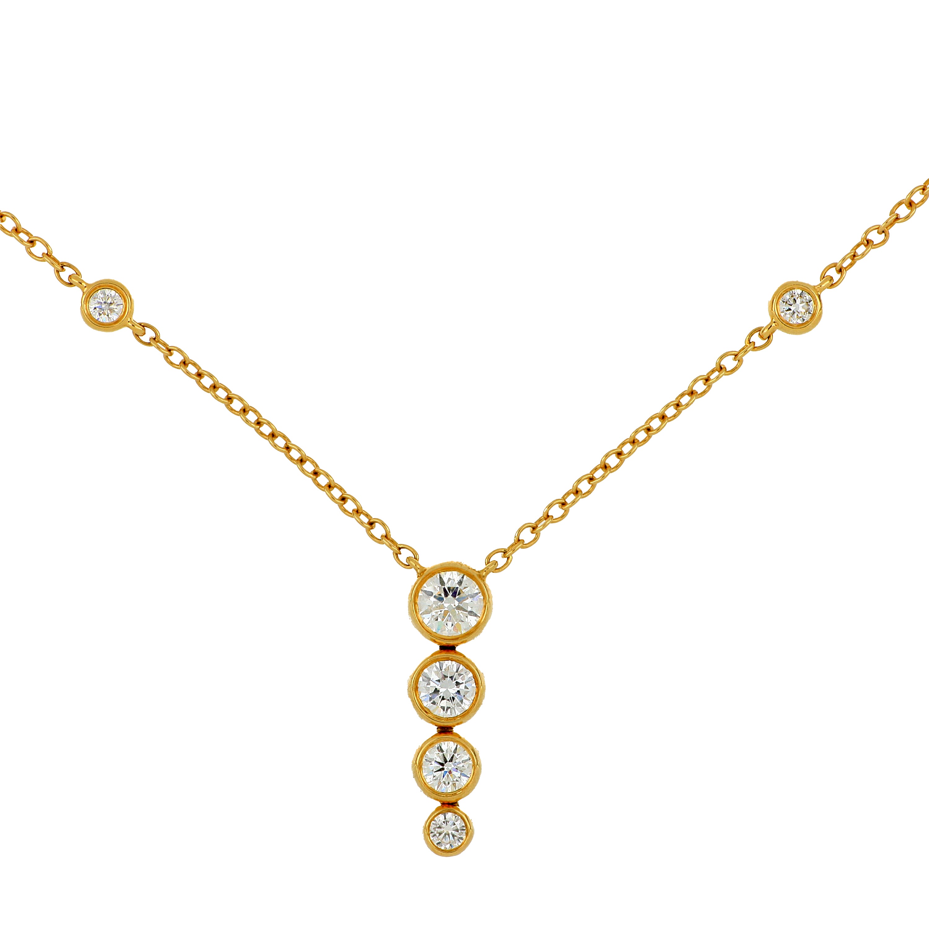 18k Yellow Gold Diamond Cascade Necklace - Charles Koll Jewelers