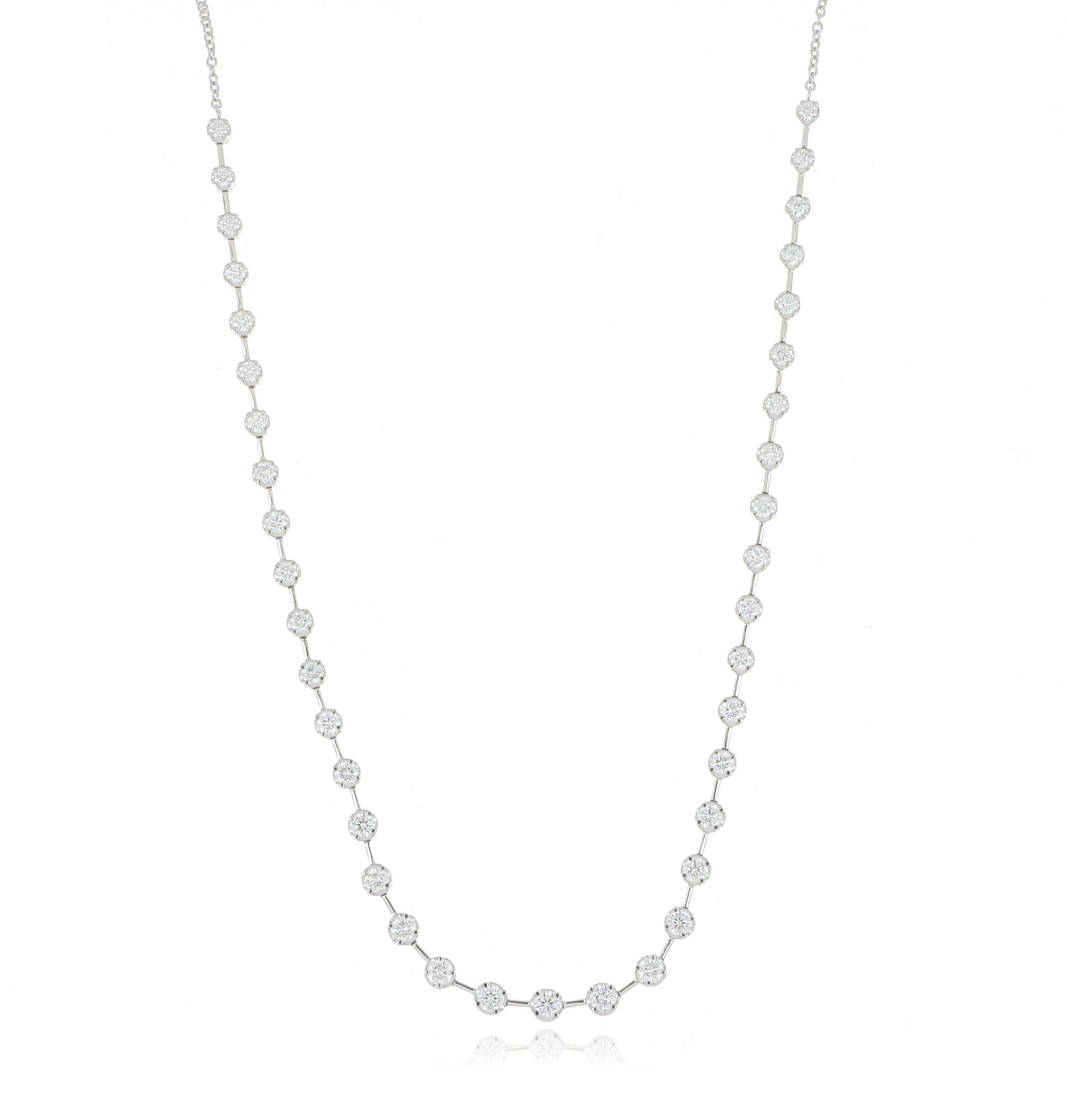 18k White Gold Stationary Diamond Necklace