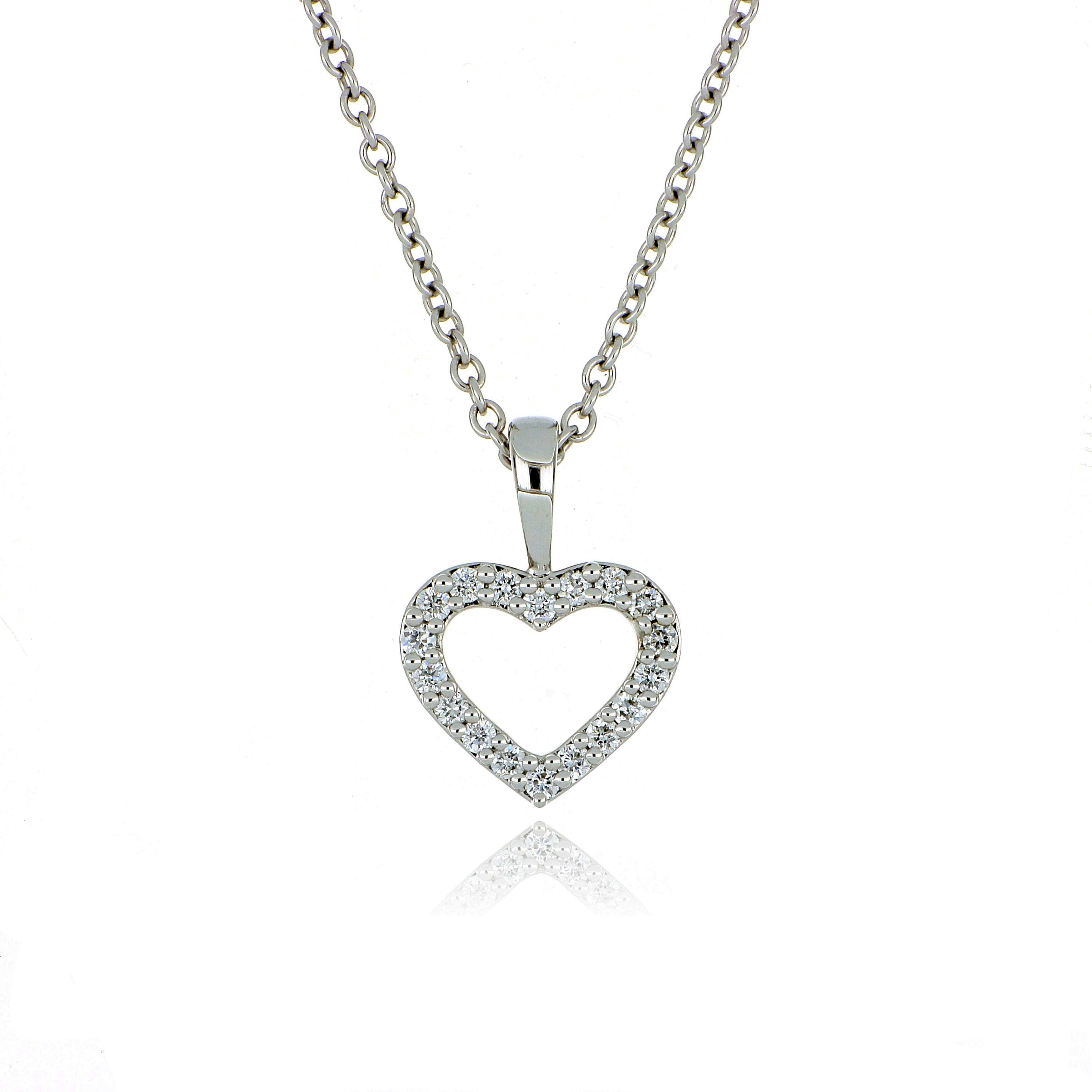 18k White Gold Diamond Heart Necklace