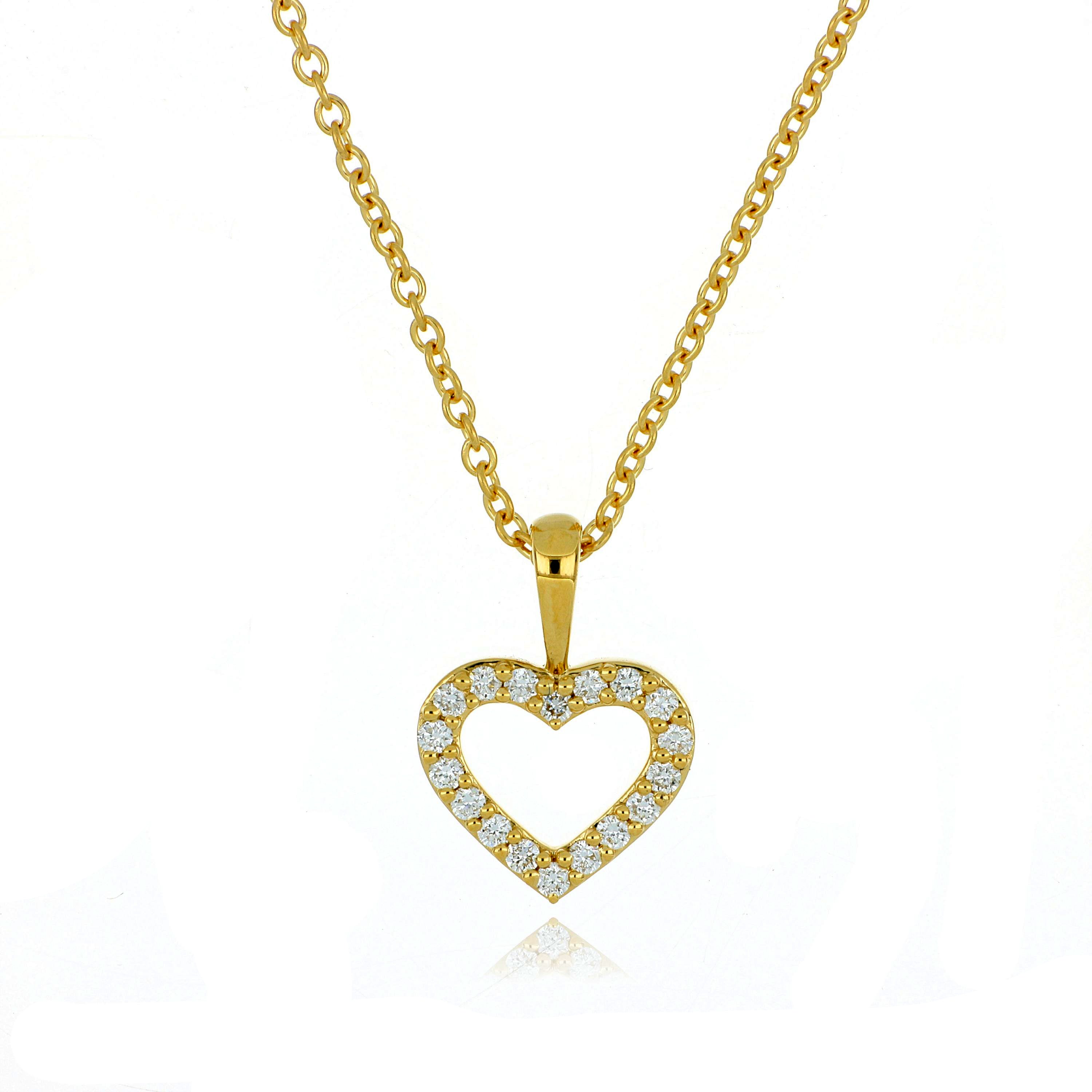 18k Yellow Gold Diamond Heart Necklace