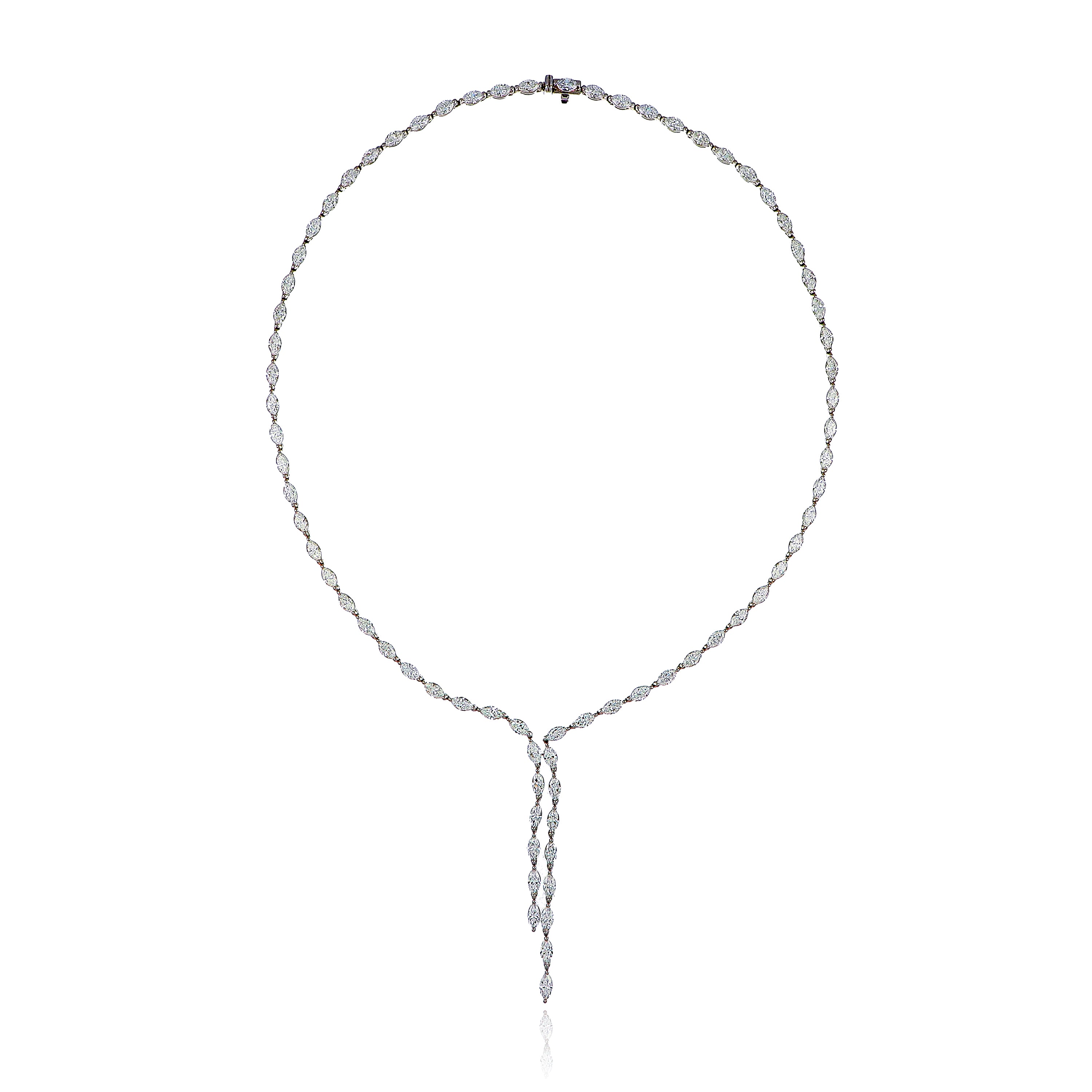 18k White Gold Diamond Lariat Necklace