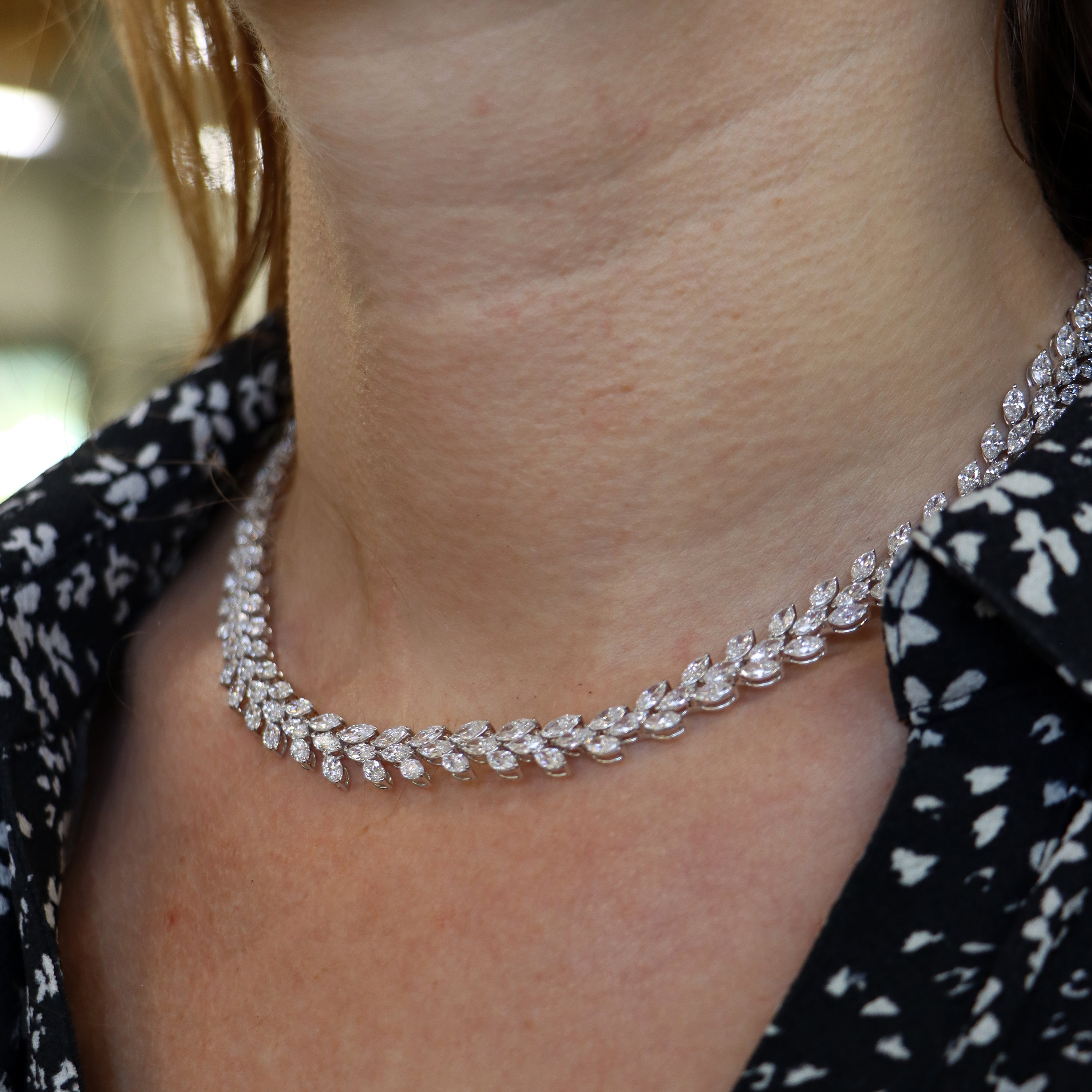 18k White Gold Diamond Vine Necklace