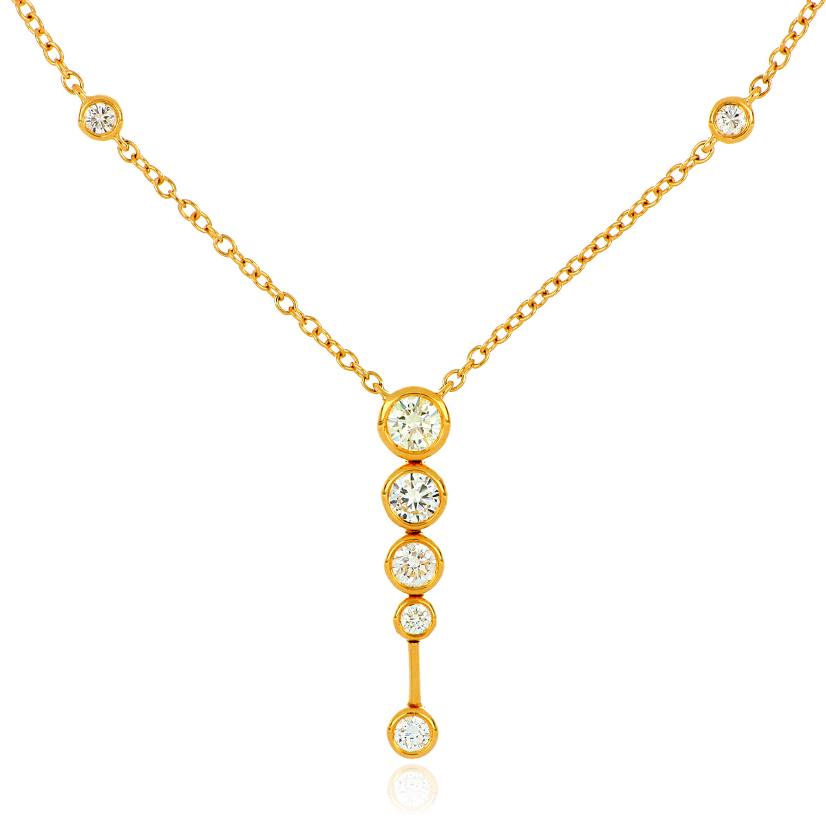 18k Yellow Gold Cascading Diamond Necklace