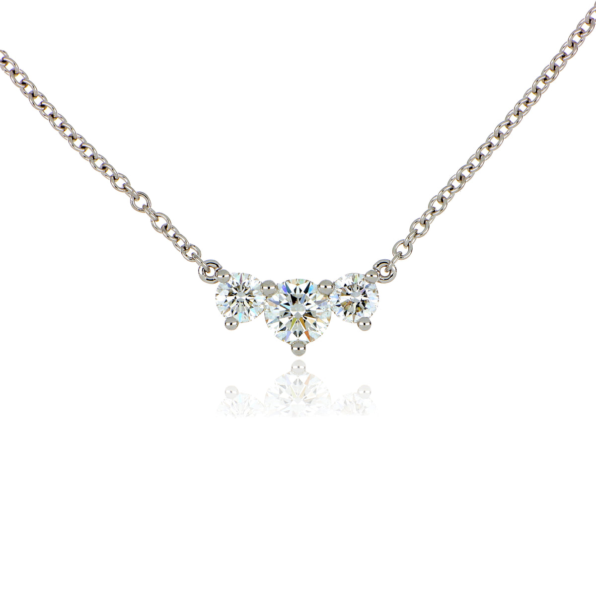 18k White Gold Diamond Trinity Necklace