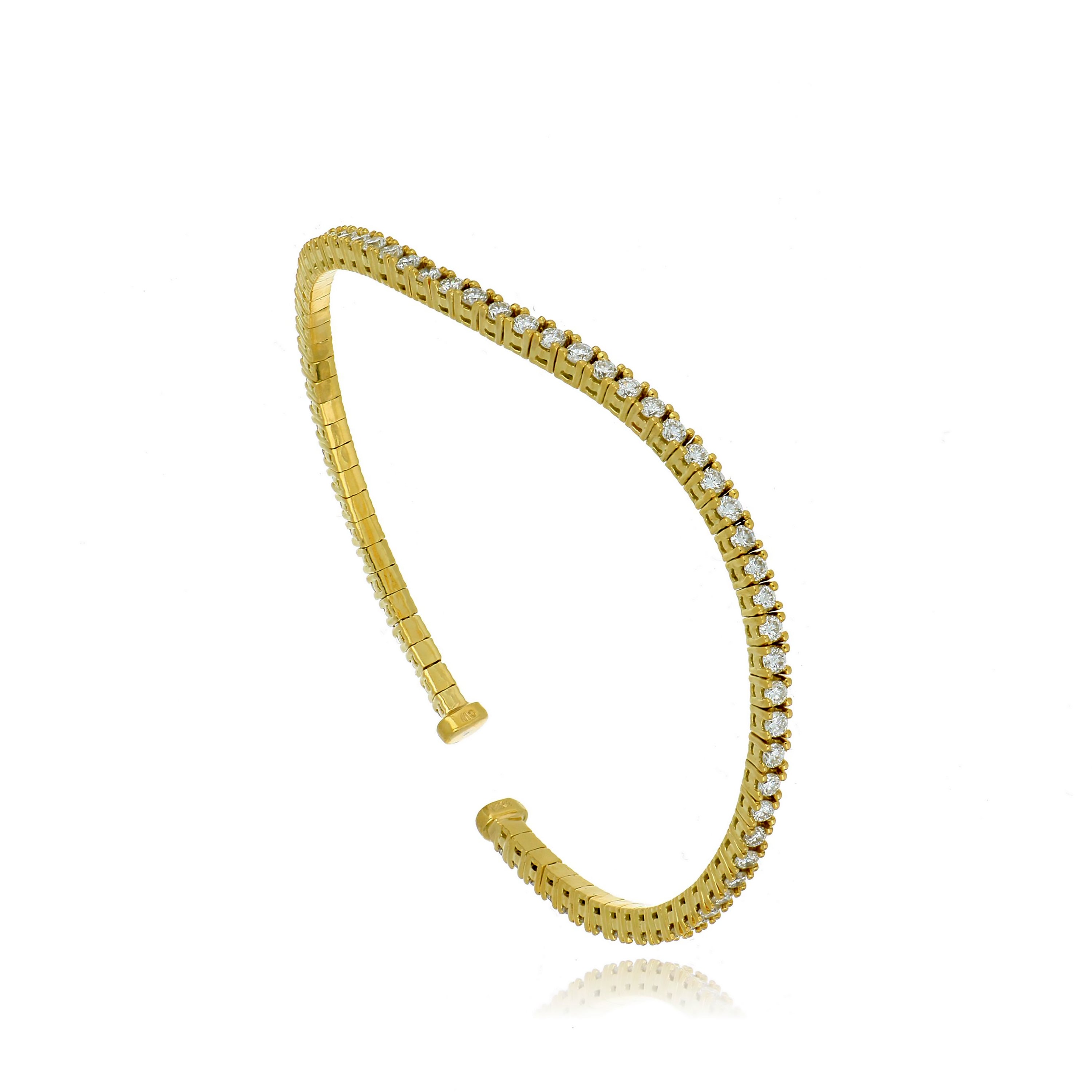 18k Gold Diamond Wave Tennis Bangle
