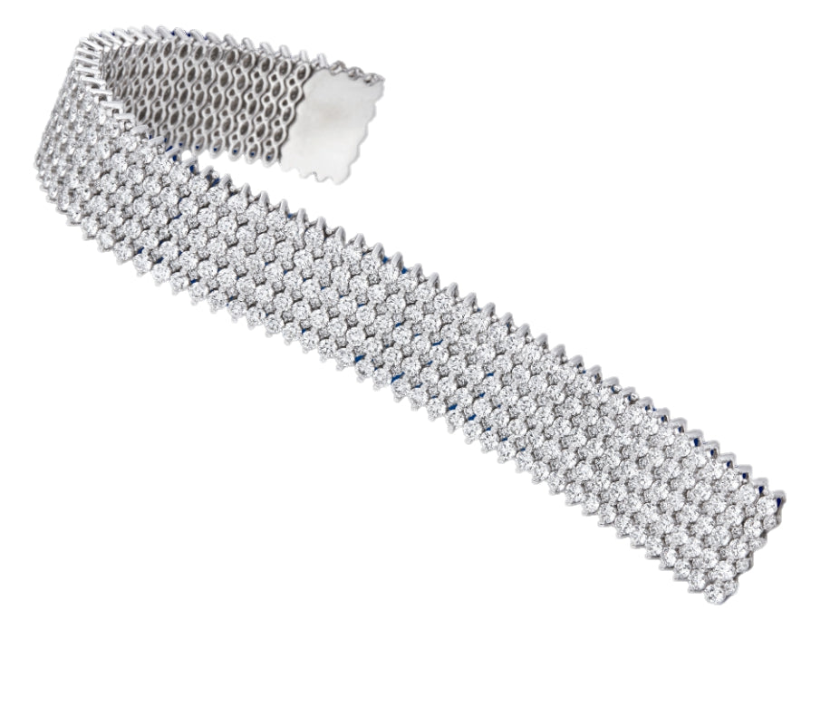 18k White Gold 5 Row Diamond Bracelet